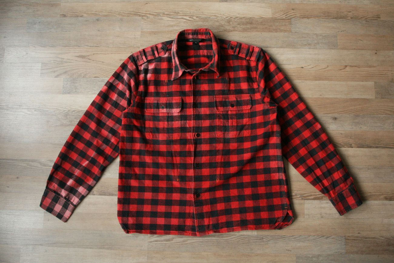 Marc Jacobs Marc Jacobs Red Checked Flannel Grunge Shirt Faded Size US XL / EU 56 / 4 - 1 Thumbnail