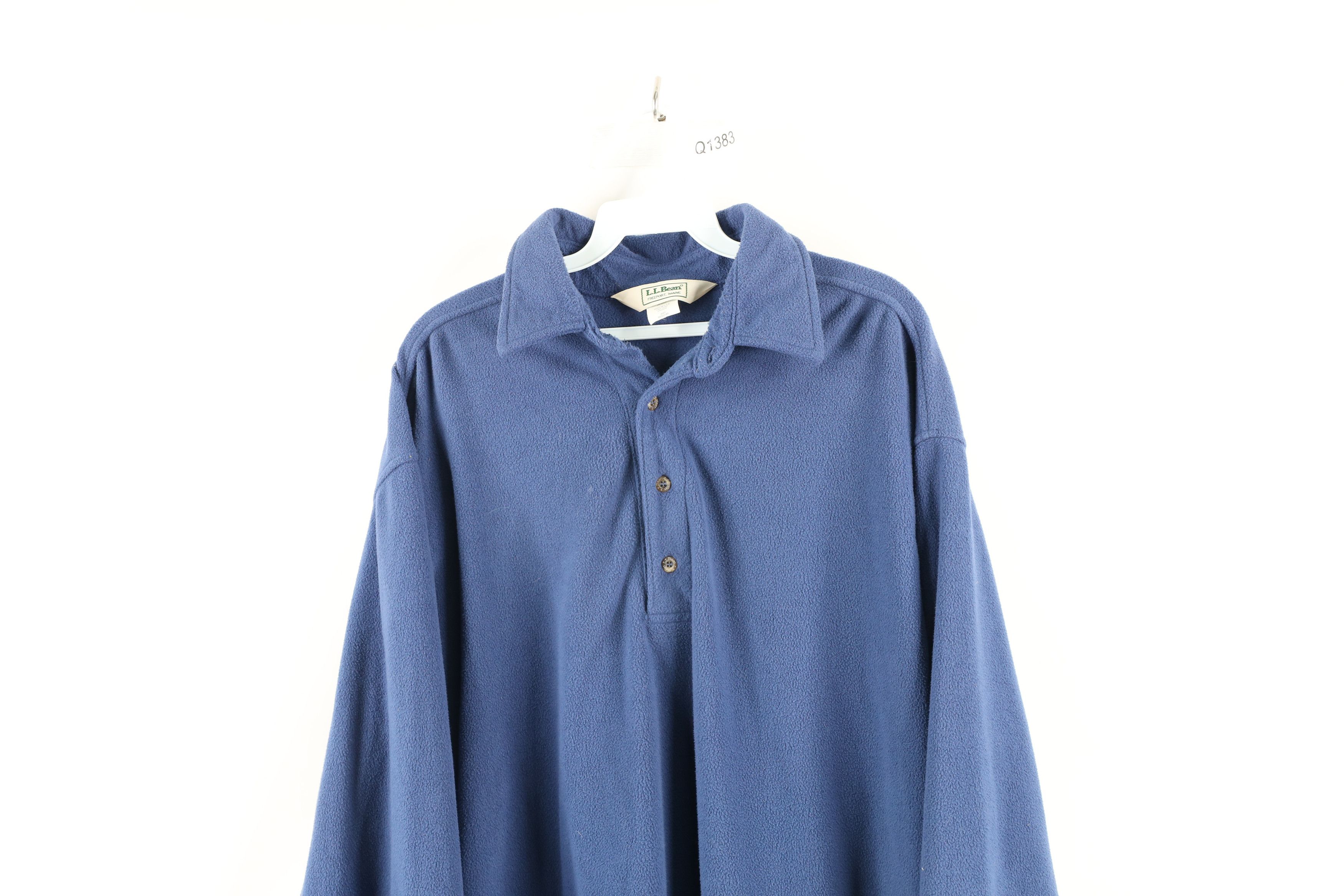 L.L. Bean × Vintage Vintage 90s LL Bean Collared Fleece Pullover Sweater Blue Size US XL / EU 56 / 4 - 2 Thumbnail