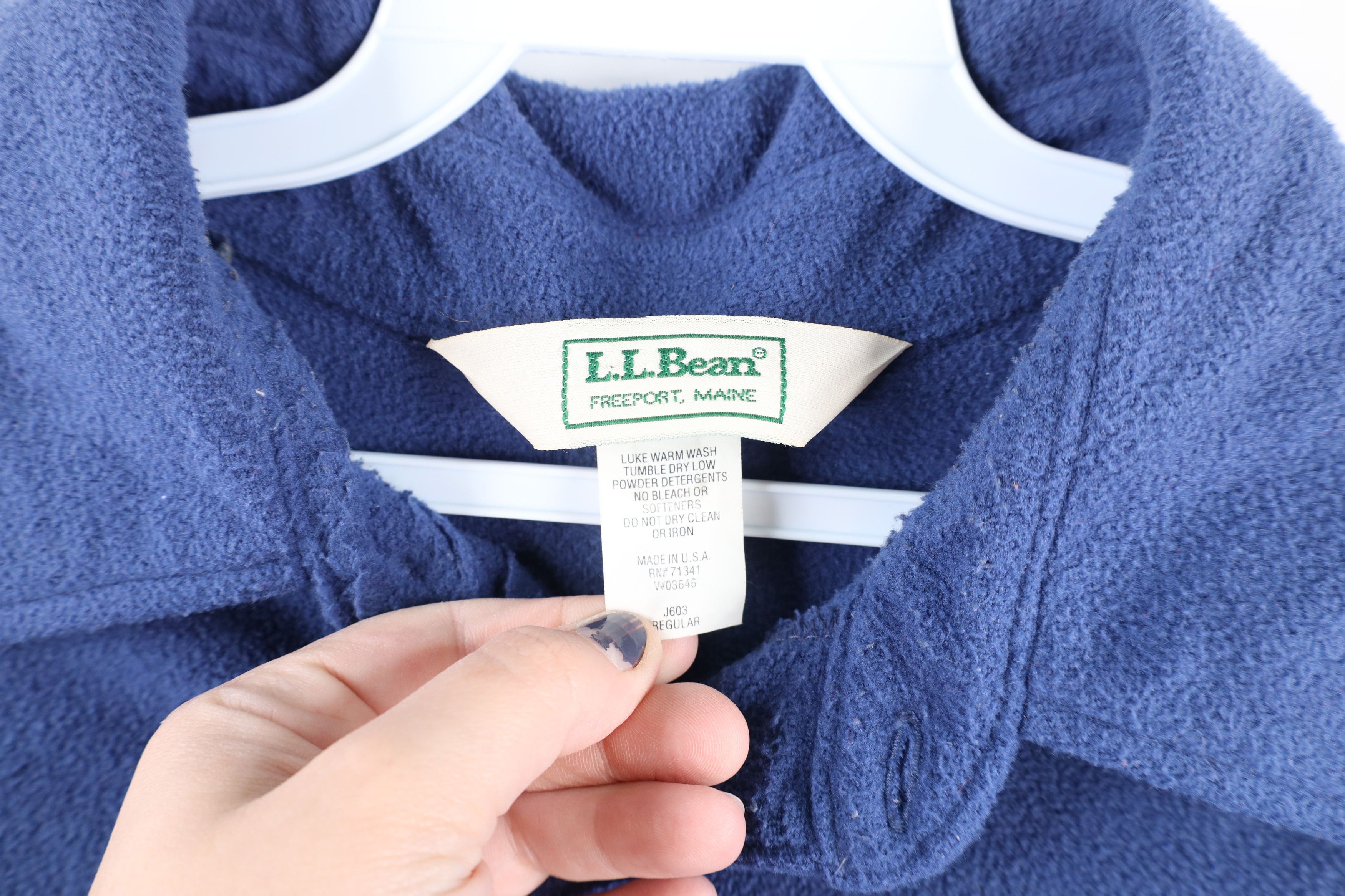 L.L. Bean × Vintage Vintage 90s LL Bean Collared Fleece Pullover Sweater Blue Size US XL / EU 56 / 4 - 5 Thumbnail