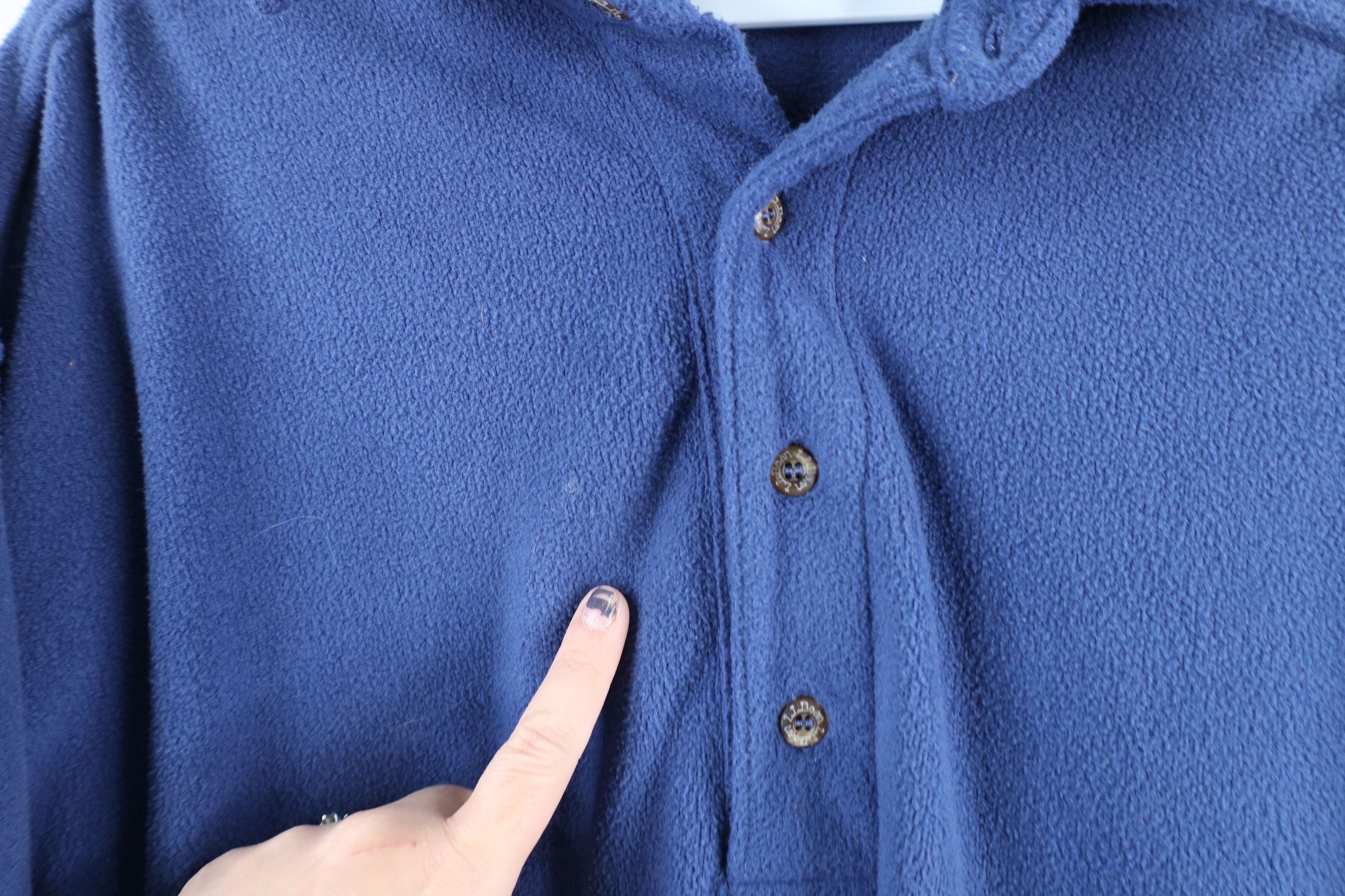 L.L. Bean × Vintage Vintage 90s LL Bean Collared Fleece Pullover Sweater Blue Size US XL / EU 56 / 4 - 4 Thumbnail
