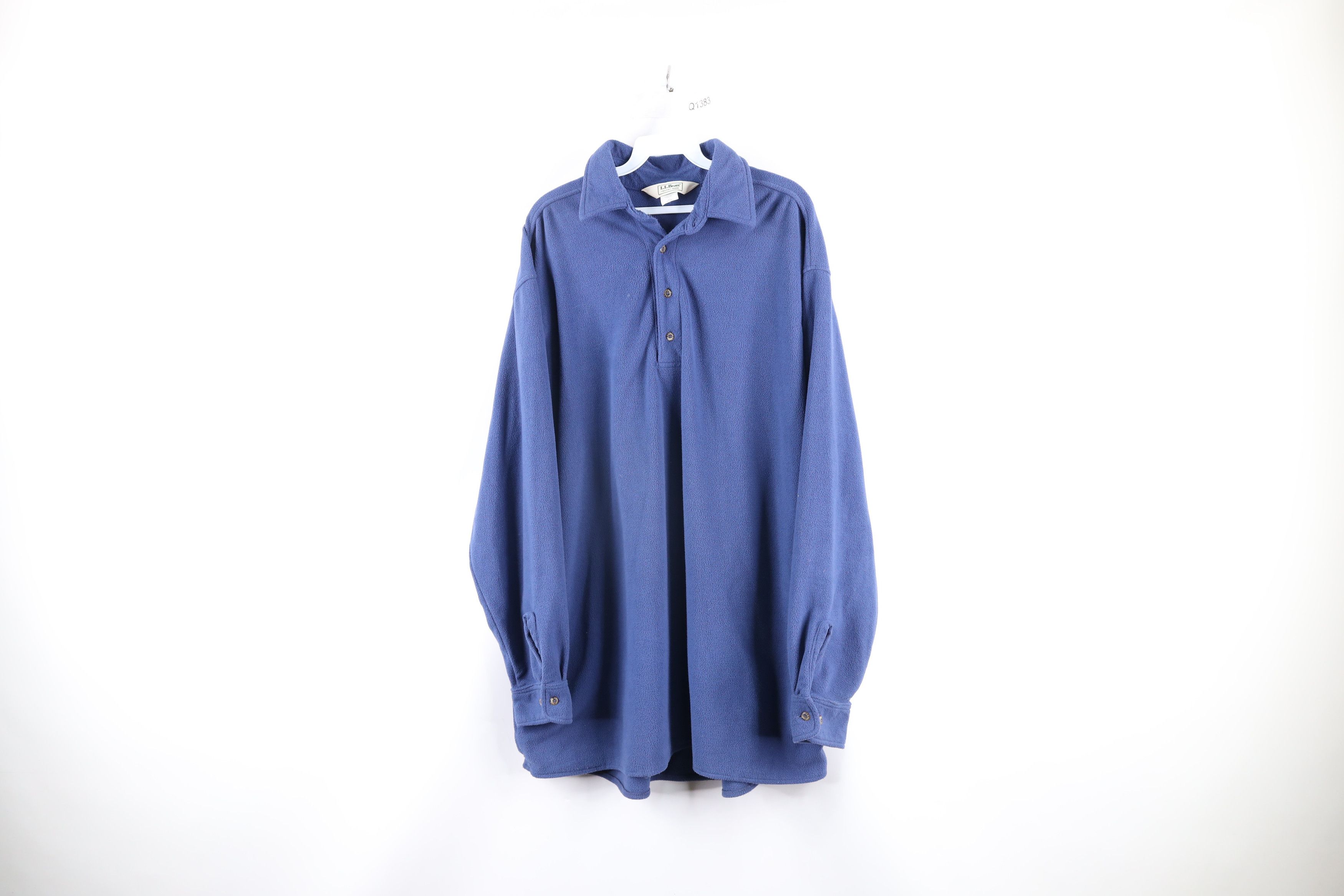 L.L. Bean × Vintage Vintage 90s LL Bean Collared Fleece Pullover Sweater Blue Size US XL / EU 56 / 4 - 1 Thumbnail