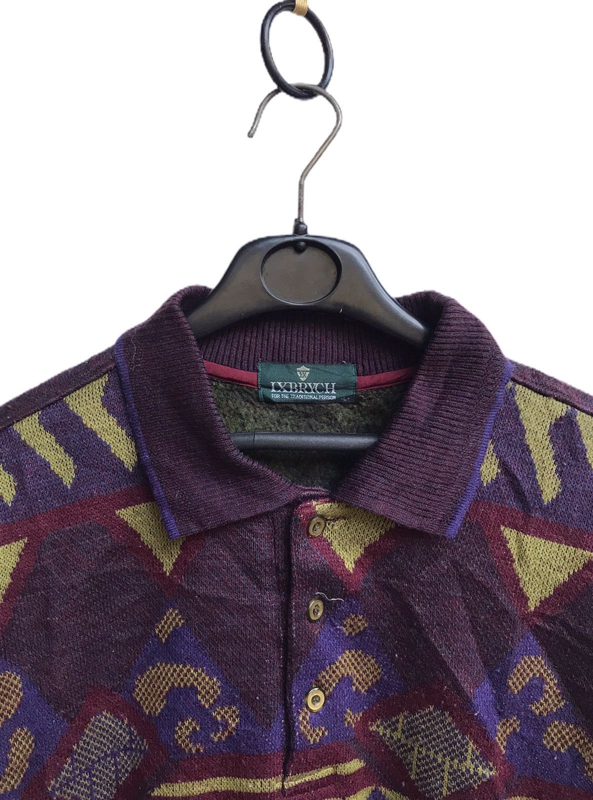 Vintage 🔥Ixbrych Nice Patten Button Neck Sweatshirt Size US M / EU 48-50 / 2 - 3 Thumbnail