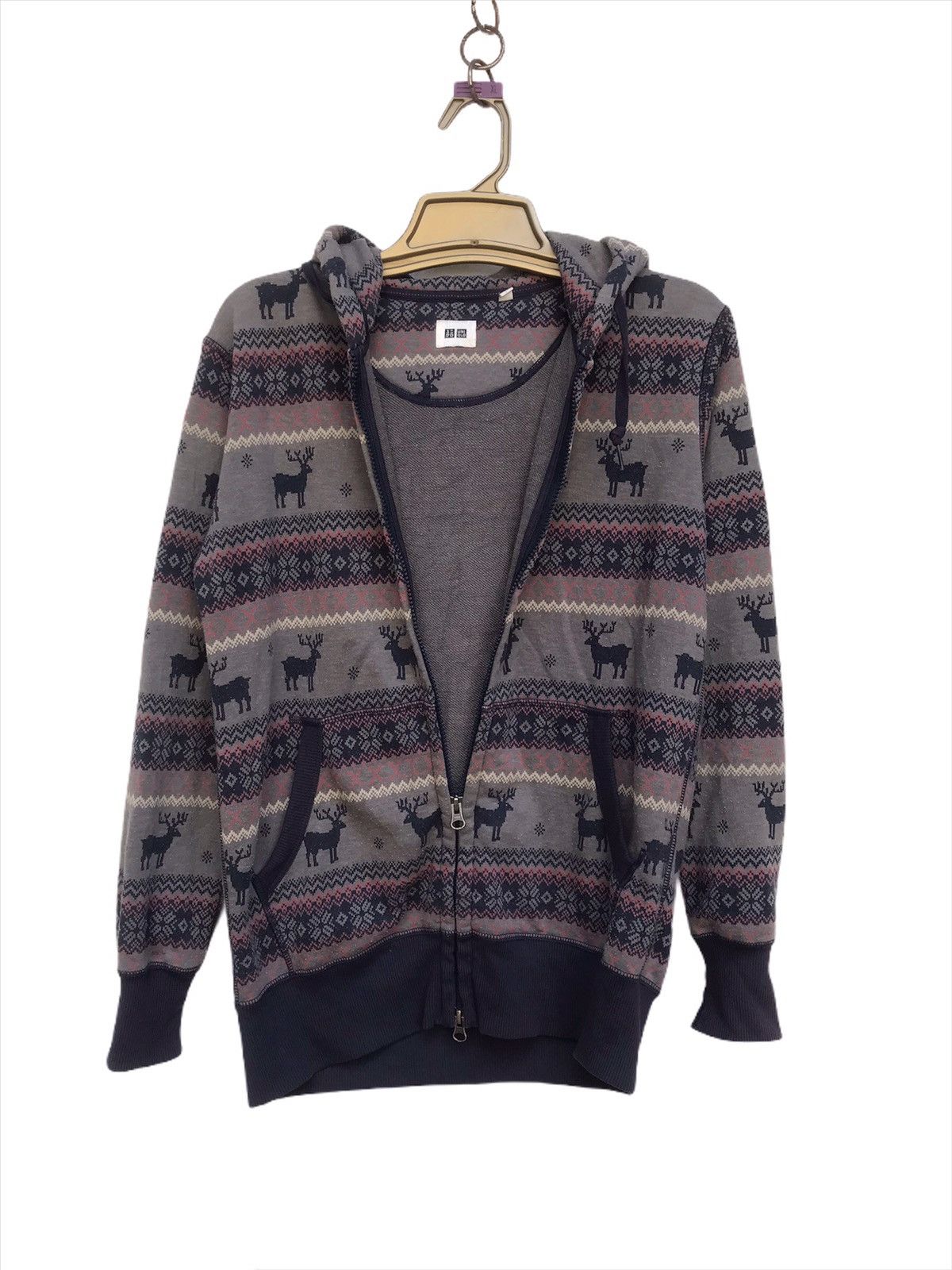Japanese Brand × Uniqlo × Vintage 🔥Uniqlo Nice Pattern Zipper Jacket With Hoodies Size US S / EU 44-46 / 1 - 3 Thumbnail