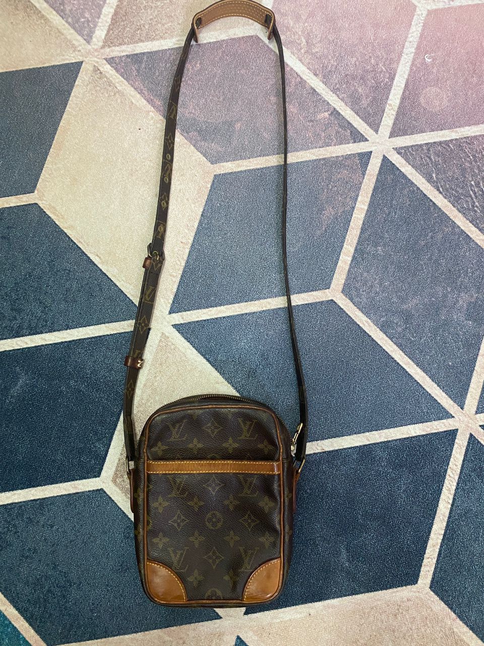 Authentic Vintage Louis Vuitton Danube Crossbody Bag in Brown, Men's