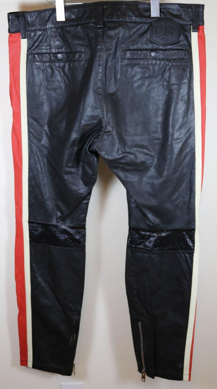 Diesel Black Gold Diesel Monte Black Leather Jeans Pants Side Stripe Zipper Size US 32 / EU 48 - 5 Thumbnail