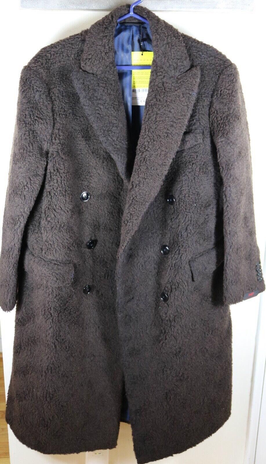 image of Mp Massimo Piombo Double Breasted Boucle Teddy Coat Size 46 in Brown, Men's