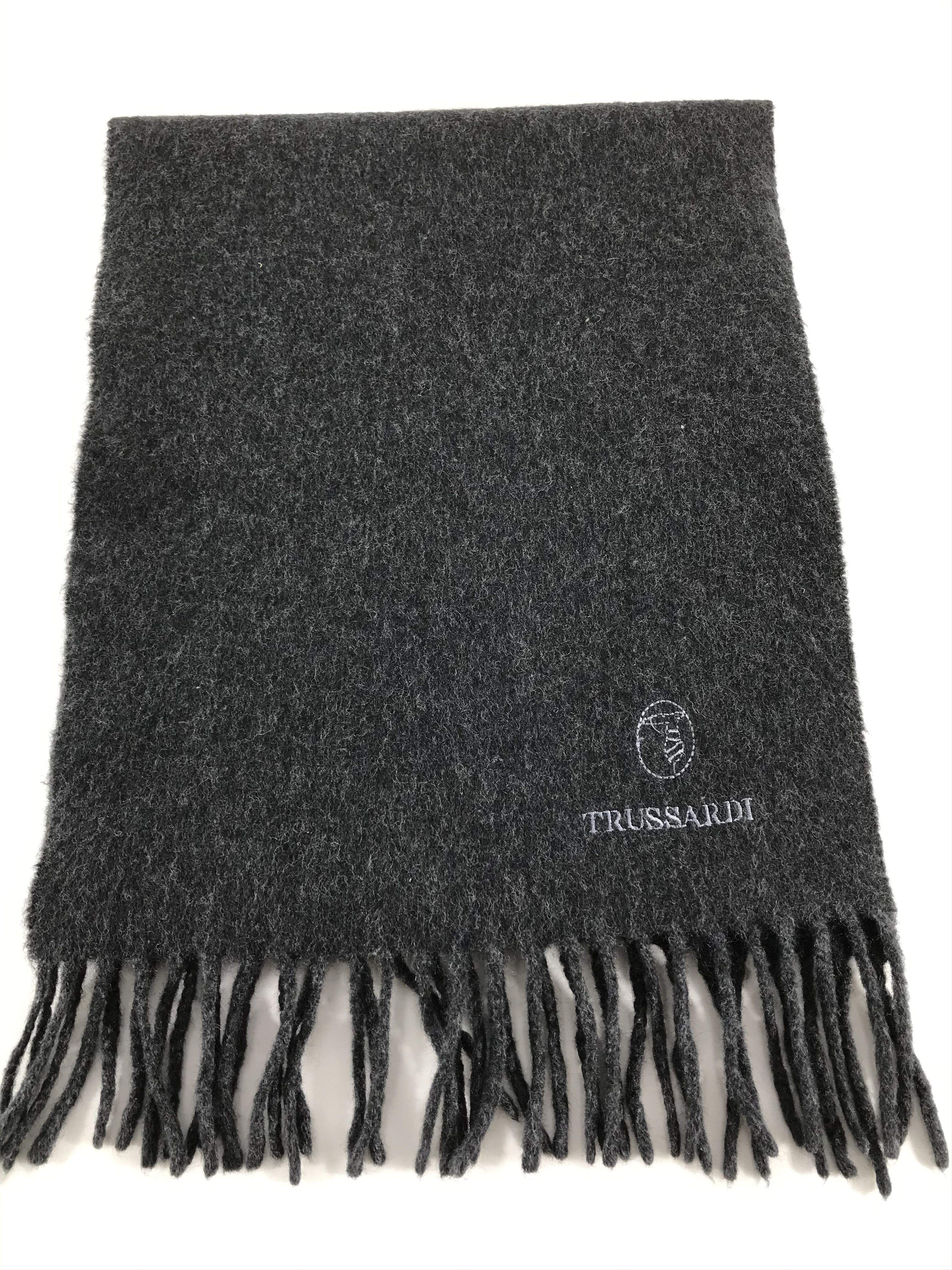Trussardi Trussardi Plain Black Wool Scarf Muffler Neck Wrap V208 Size ONE SIZE - 3 Thumbnail