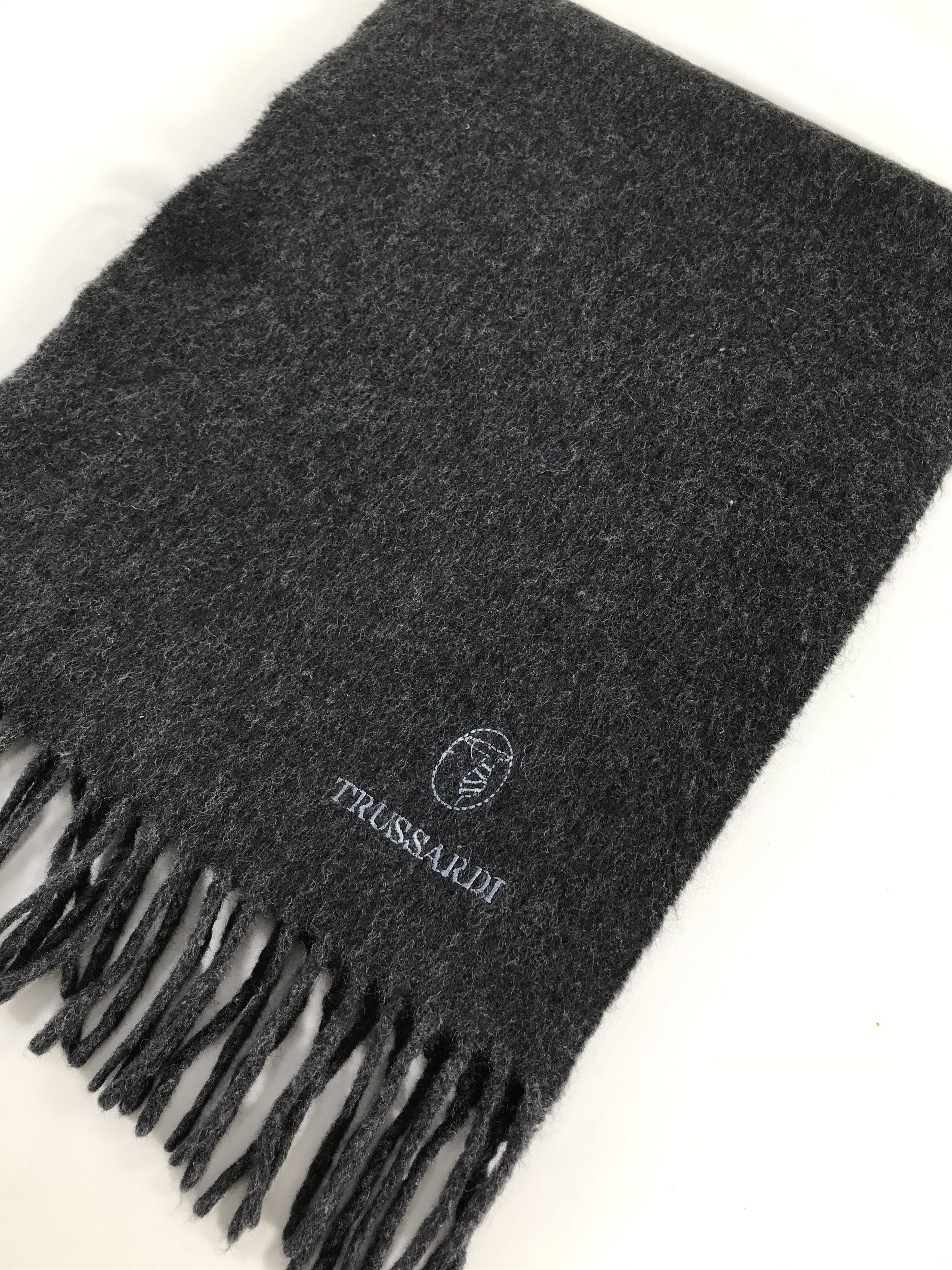 Trussardi Trussardi Plain Black Wool Scarf Muffler Neck Wrap V208 Size ONE SIZE - 2 Thumbnail