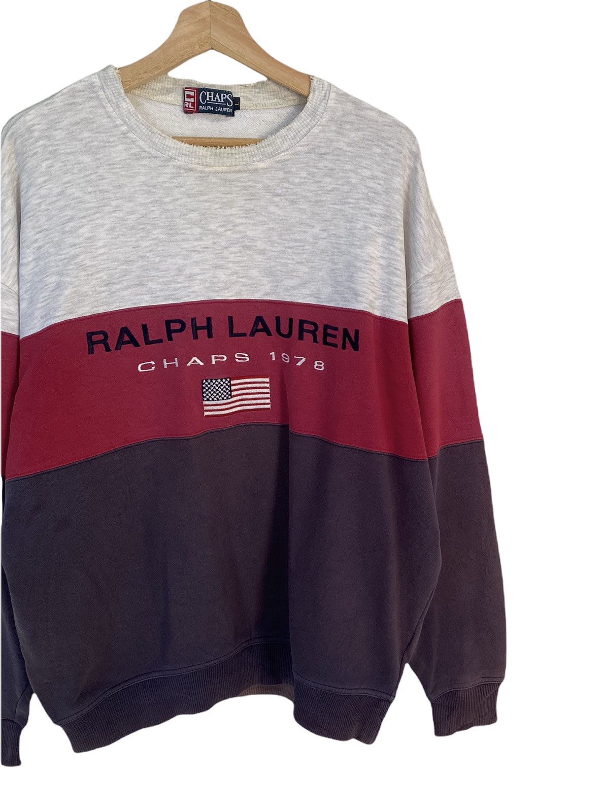 Chaps Ralph Lauren × Polo Ralph Lauren × Ralph Lauren 🔥VINTAGE CHAPS RALPH LAUREN EMBROIDERY TRICOLOUR SWEATSHIRT Size US L / EU 52-54 / 3 - 5 Thumbnail