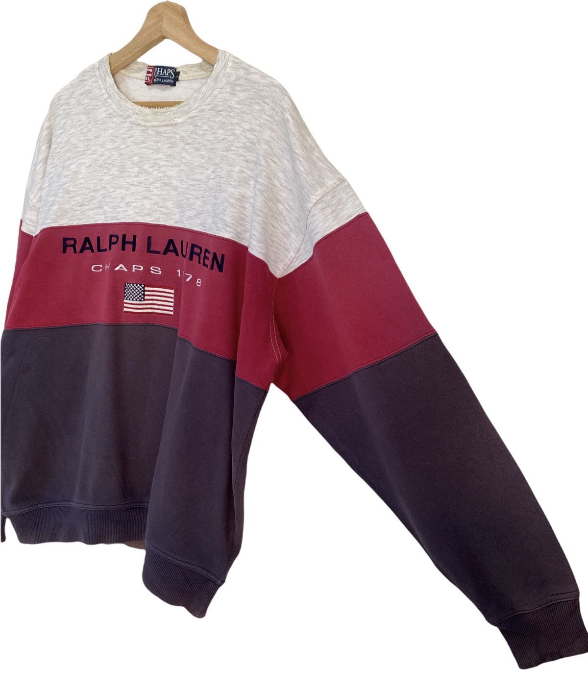 Chaps Ralph Lauren × Polo Ralph Lauren × Ralph Lauren 🔥VINTAGE CHAPS RALPH LAUREN EMBROIDERY TRICOLOUR SWEATSHIRT Size US L / EU 52-54 / 3 - 6 Thumbnail
