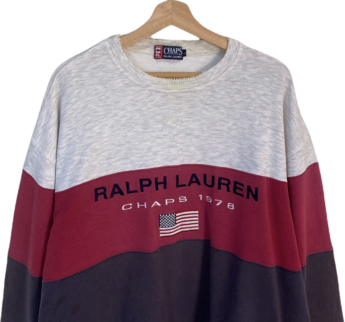 Chaps Ralph Lauren × Polo Ralph Lauren × Ralph Lauren 🔥VINTAGE CHAPS RALPH LAUREN EMBROIDERY TRICOLOUR SWEATSHIRT Size US L / EU 52-54 / 3 - 3 Thumbnail
