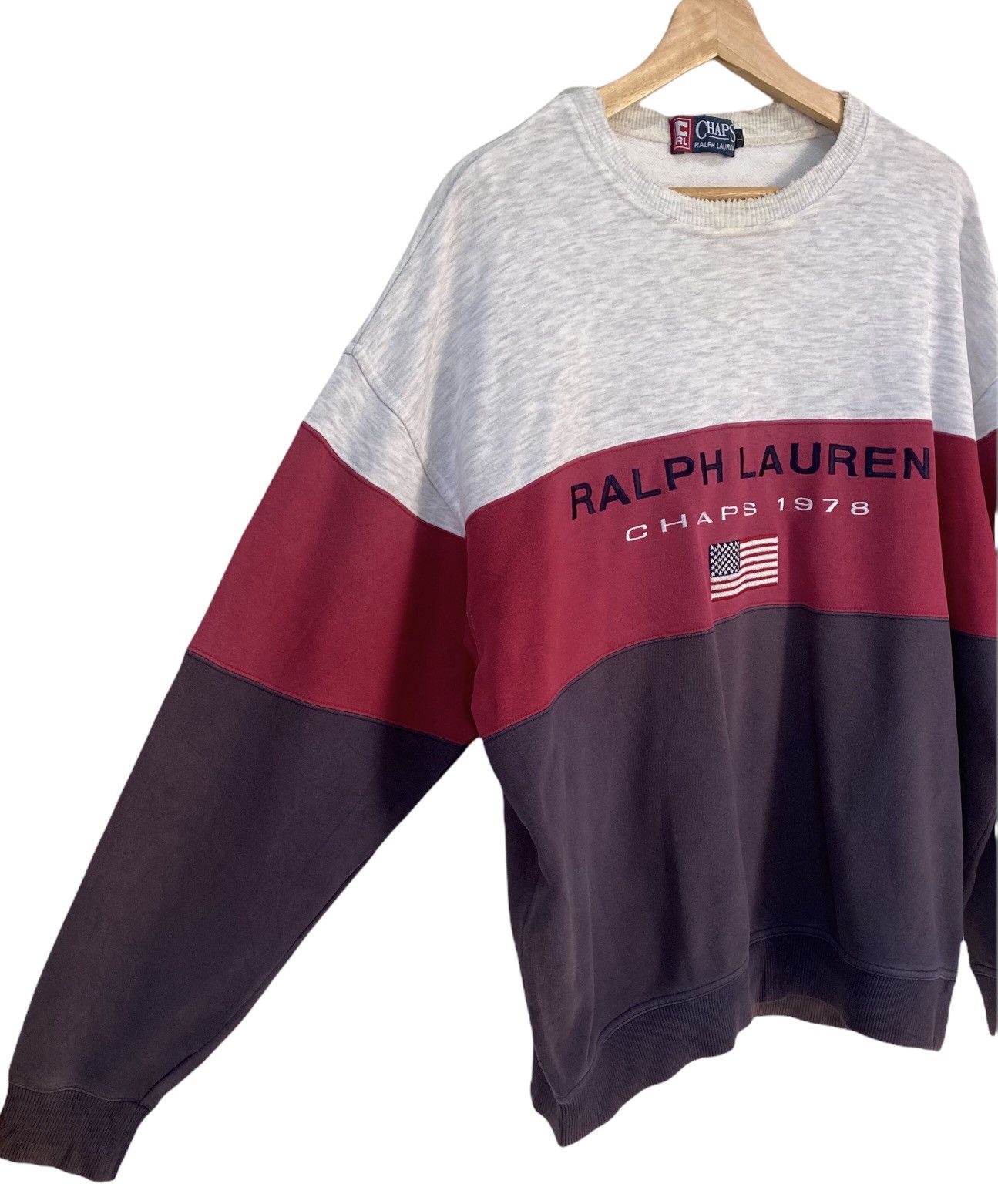 Chaps Ralph Lauren × Polo Ralph Lauren × Ralph Lauren 🔥VINTAGE CHAPS RALPH LAUREN EMBROIDERY TRICOLOUR SWEATSHIRT Size US L / EU 52-54 / 3 - 7 Thumbnail