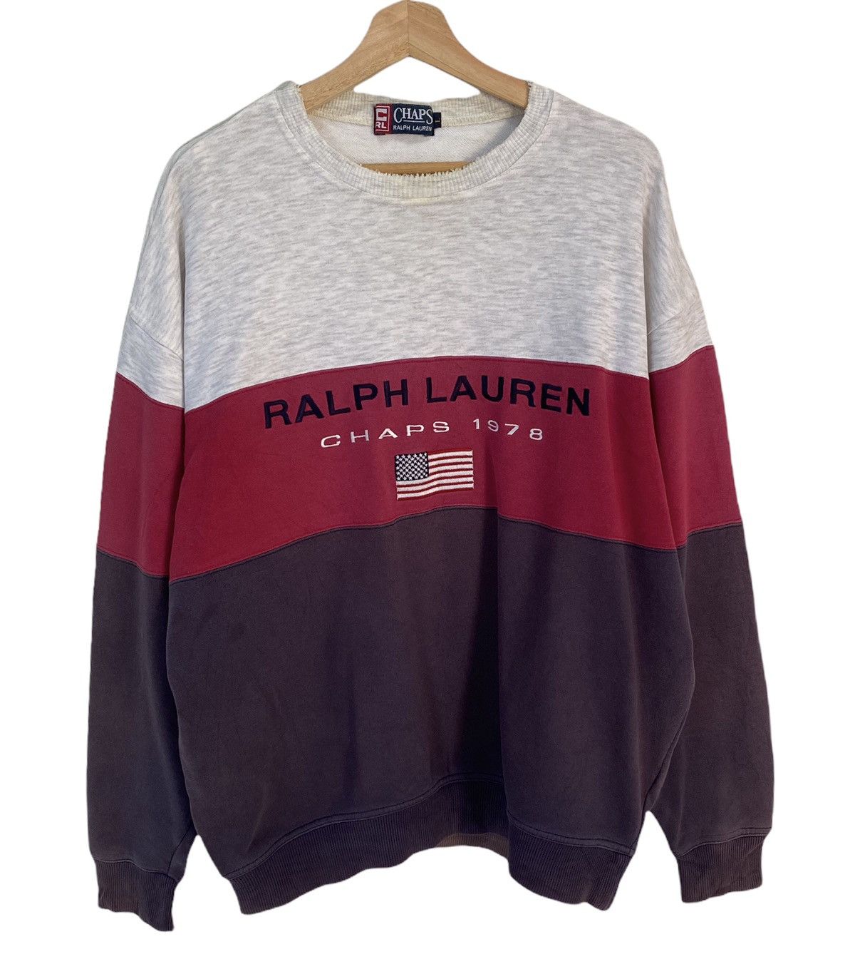 Chaps Ralph Lauren × Polo Ralph Lauren × Ralph Lauren 🔥VINTAGE CHAPS RALPH LAUREN EMBROIDERY TRICOLOUR SWEATSHIRT Size US L / EU 52-54 / 3 - 1 Thumbnail