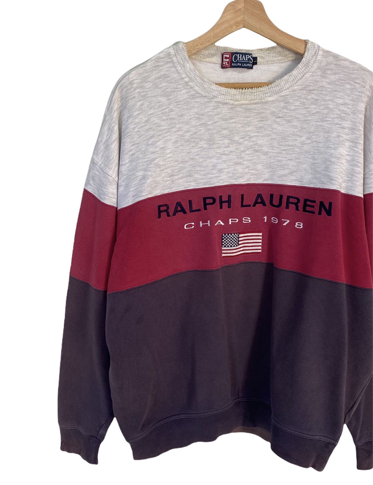 Chaps Ralph Lauren × Polo Ralph Lauren × Ralph Lauren 🔥VINTAGE CHAPS RALPH LAUREN EMBROIDERY TRICOLOUR SWEATSHIRT Size US L / EU 52-54 / 3 - 4 Thumbnail