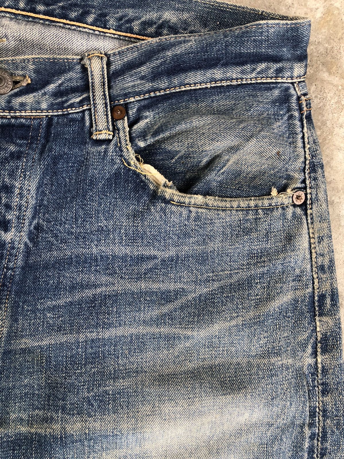 Warehouse & Co. Vintage Warehouse Selvedge Distressed Denim Size US 35 - 19 Thumbnail