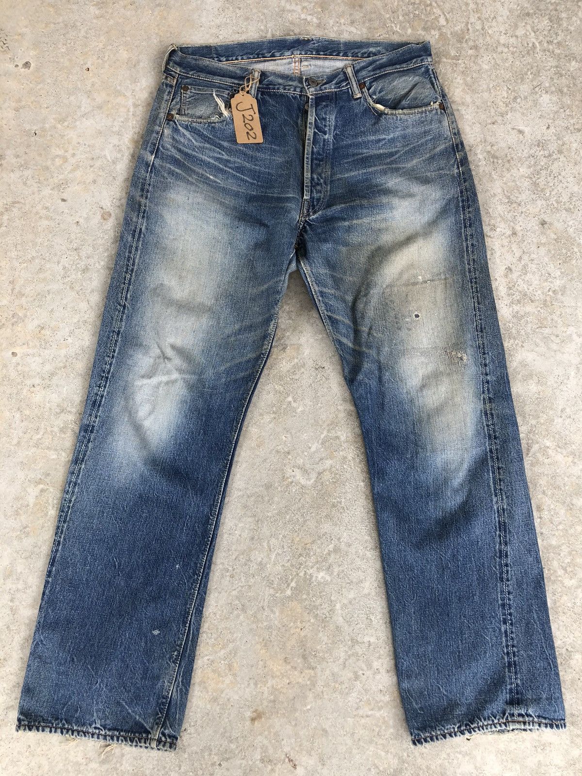 image of Vintage Warehouse Selvedge Distressed Denim in Blue, Men's (Size 35)
