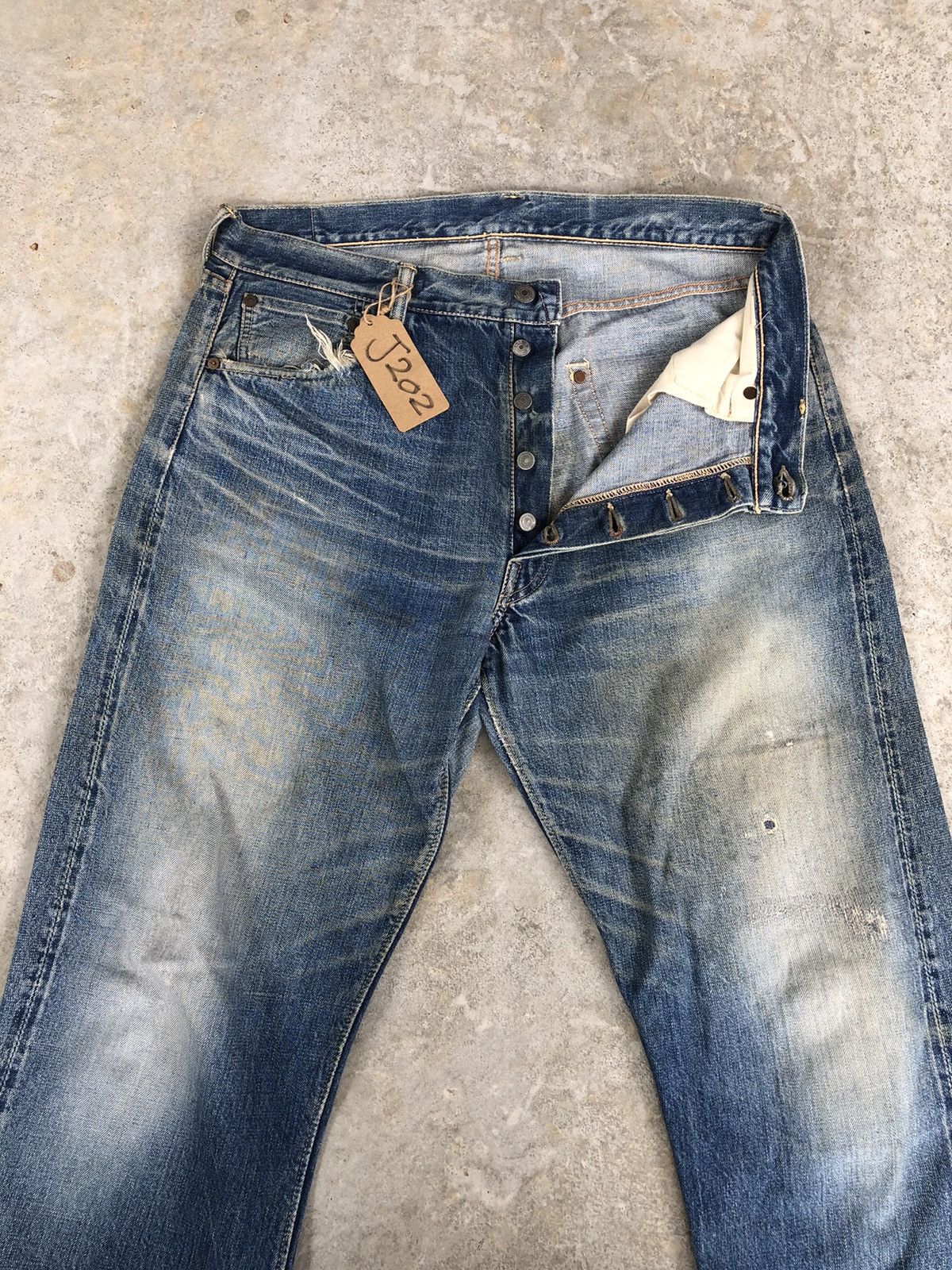 Warehouse & Co. Vintage Warehouse Selvedge Distressed Denim Size US 35 - 3 Thumbnail