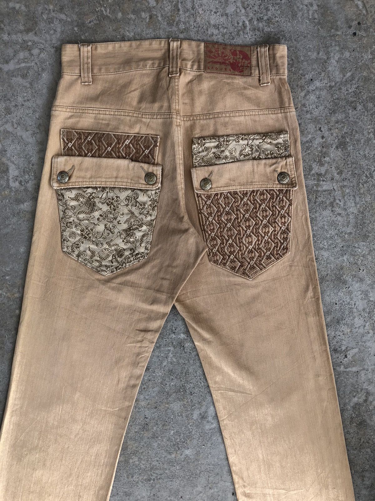 Japanese Brand Kagura Embroidered Jeans Distressed Jeans Size US 31 - 8 Thumbnail