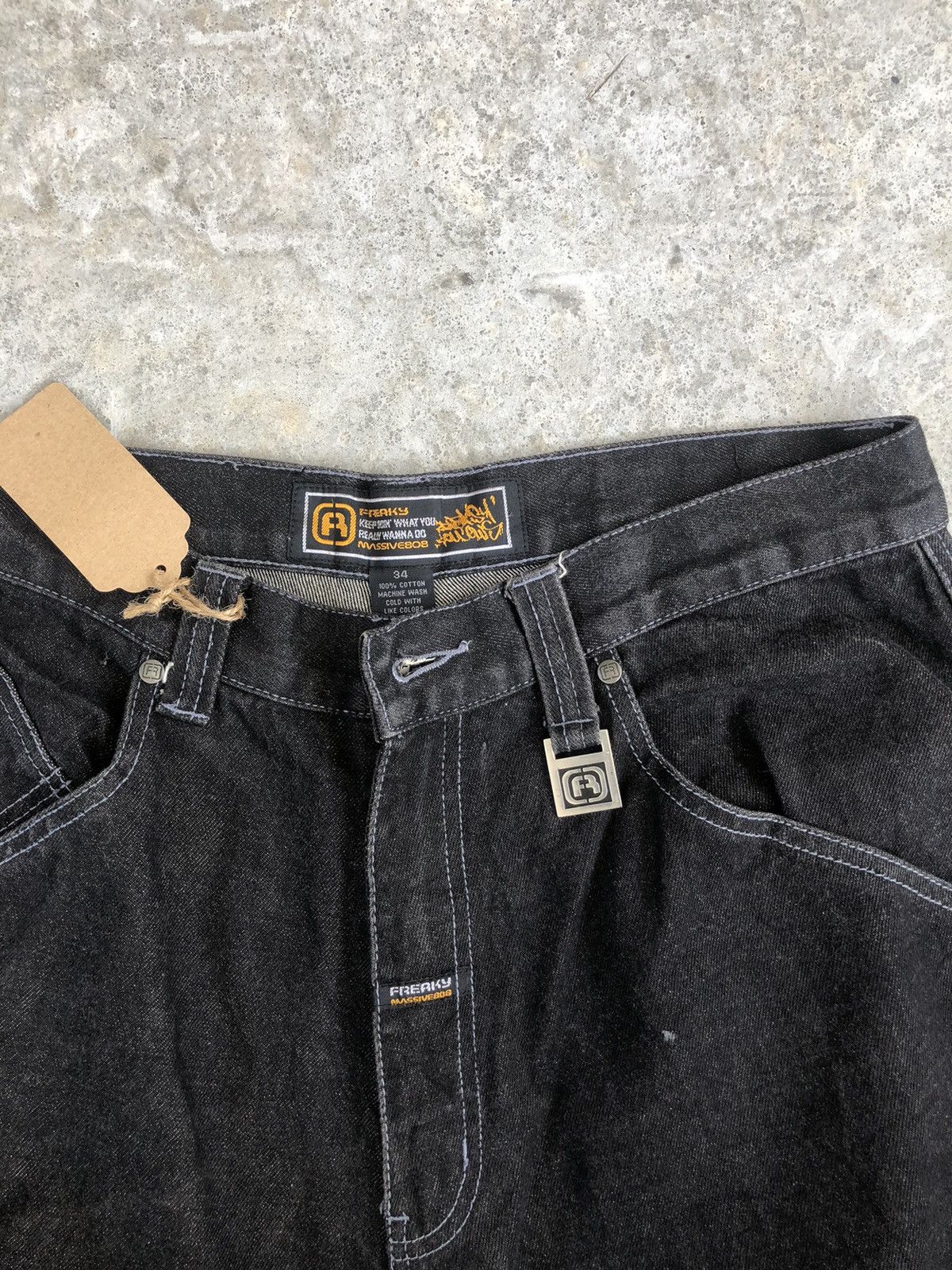 Vintage Freaky Embroidered Jeans Baggy Jeans Hip Hop Skateboards Size US 33 - 14 Thumbnail