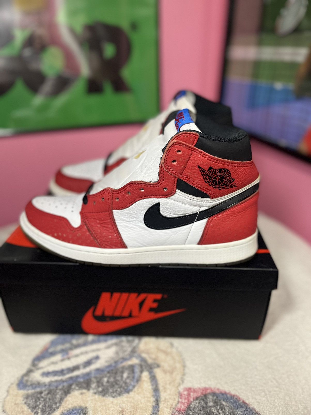 air jordan 1 spiderman box