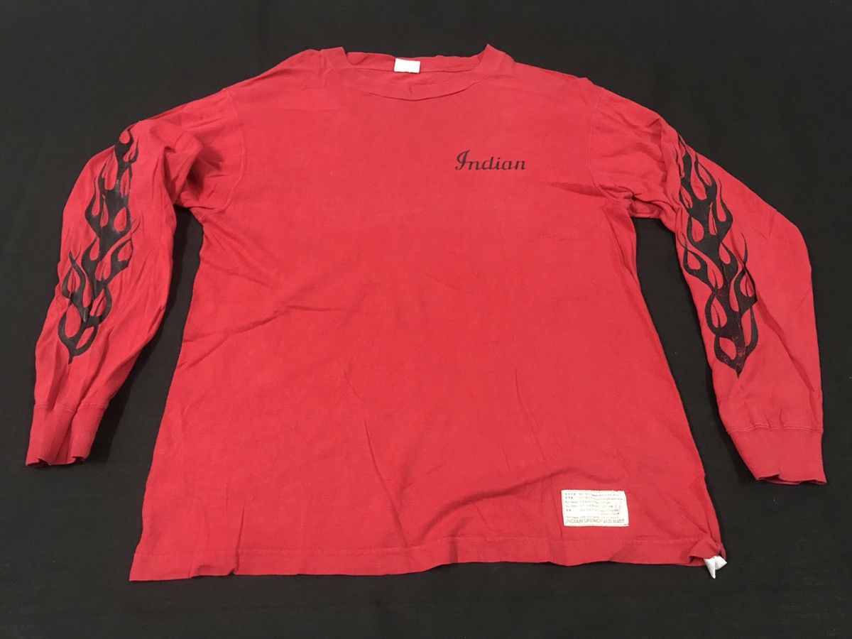 Indian Motorcycle × Vintage Indian Motorcycle Long Sleeve Bikers Tshirt Fire On Sleeves Size US M / EU 48-50 / 2 - 3 Thumbnail
