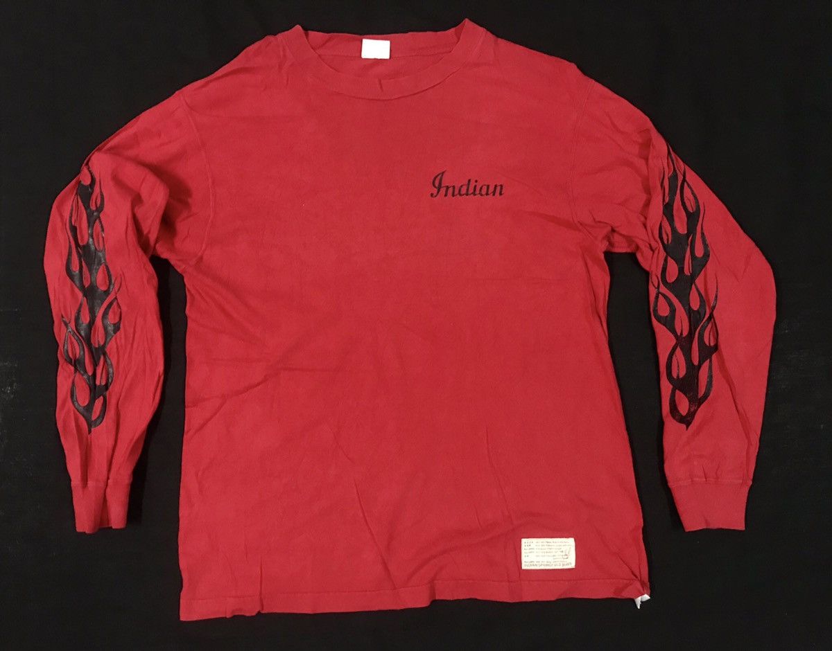 Indian Motorcycle × Vintage Indian Motorcycle Long Sleeve Bikers Tshirt Fire On Sleeves Size US M / EU 48-50 / 2 - 1 Thumbnail