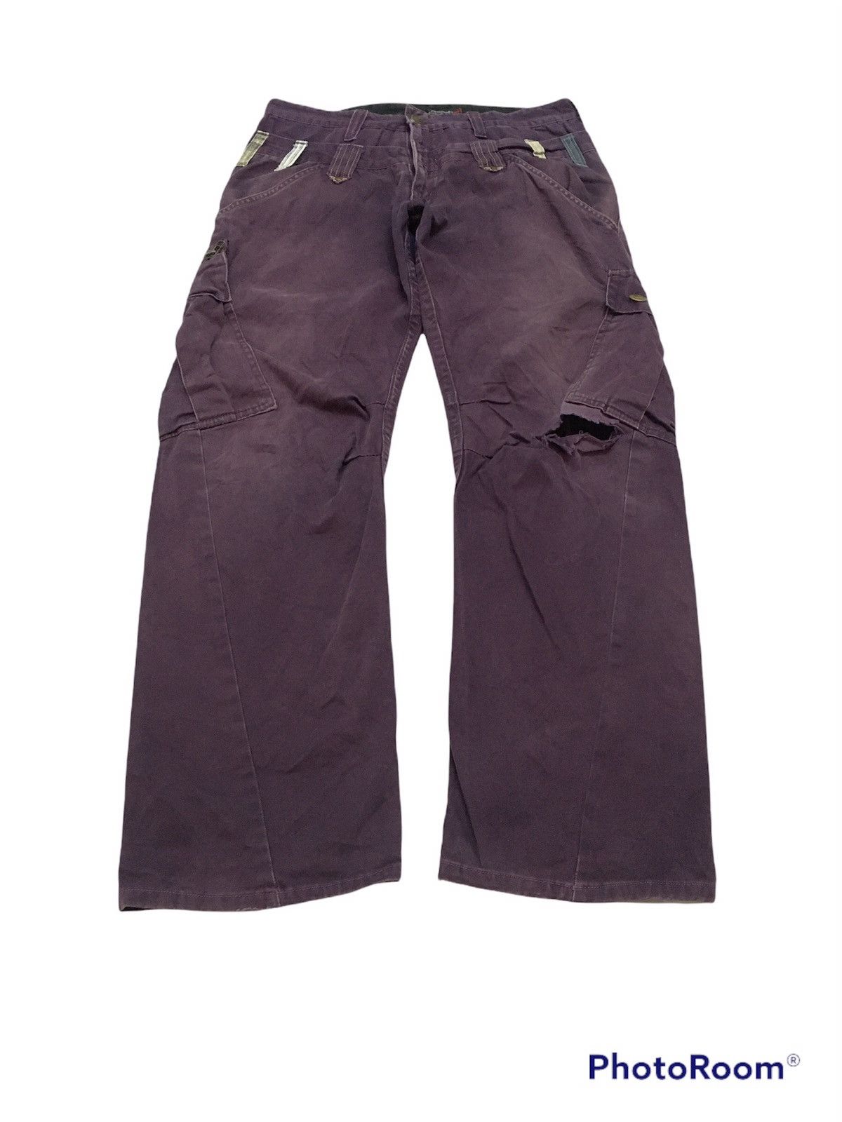 Japanese Brand Hardcrafed Double Waist Faded Purple Thrashed Cargo Size US 30 / EU 46 - 4 Thumbnail