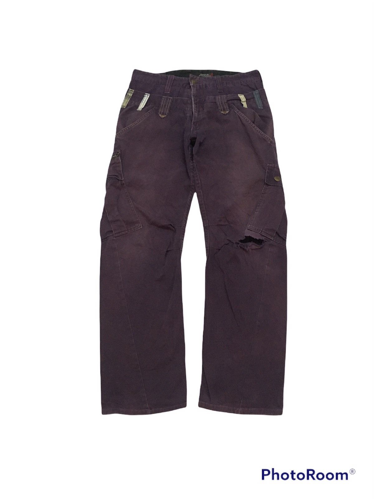 Japanese Brand Hardcrafed Double Waist Faded Purple Thrashed Cargo Size US 30 / EU 46 - 5 Thumbnail