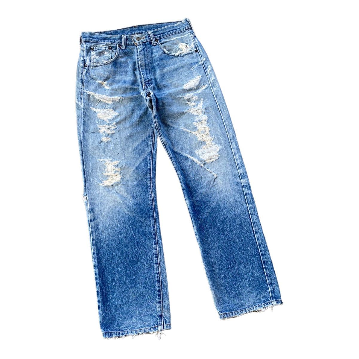 Levi's 🔥LEVIS BIG E SELVEDGE 501 DISTRESSED DENIM JEANS Size US 31 - 8 Thumbnail