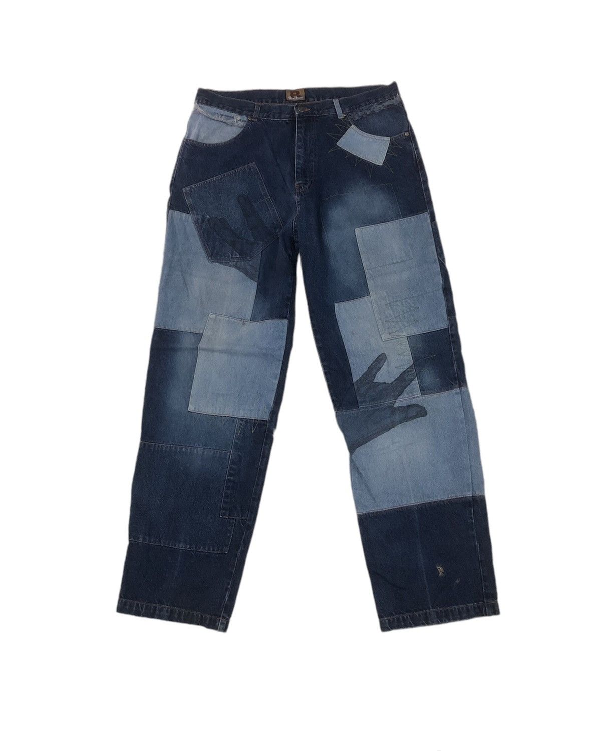 image of Seditionaries Patchwork Denim Symbolic Rock Logo Graphic By Bucker, Men's (Size 40)