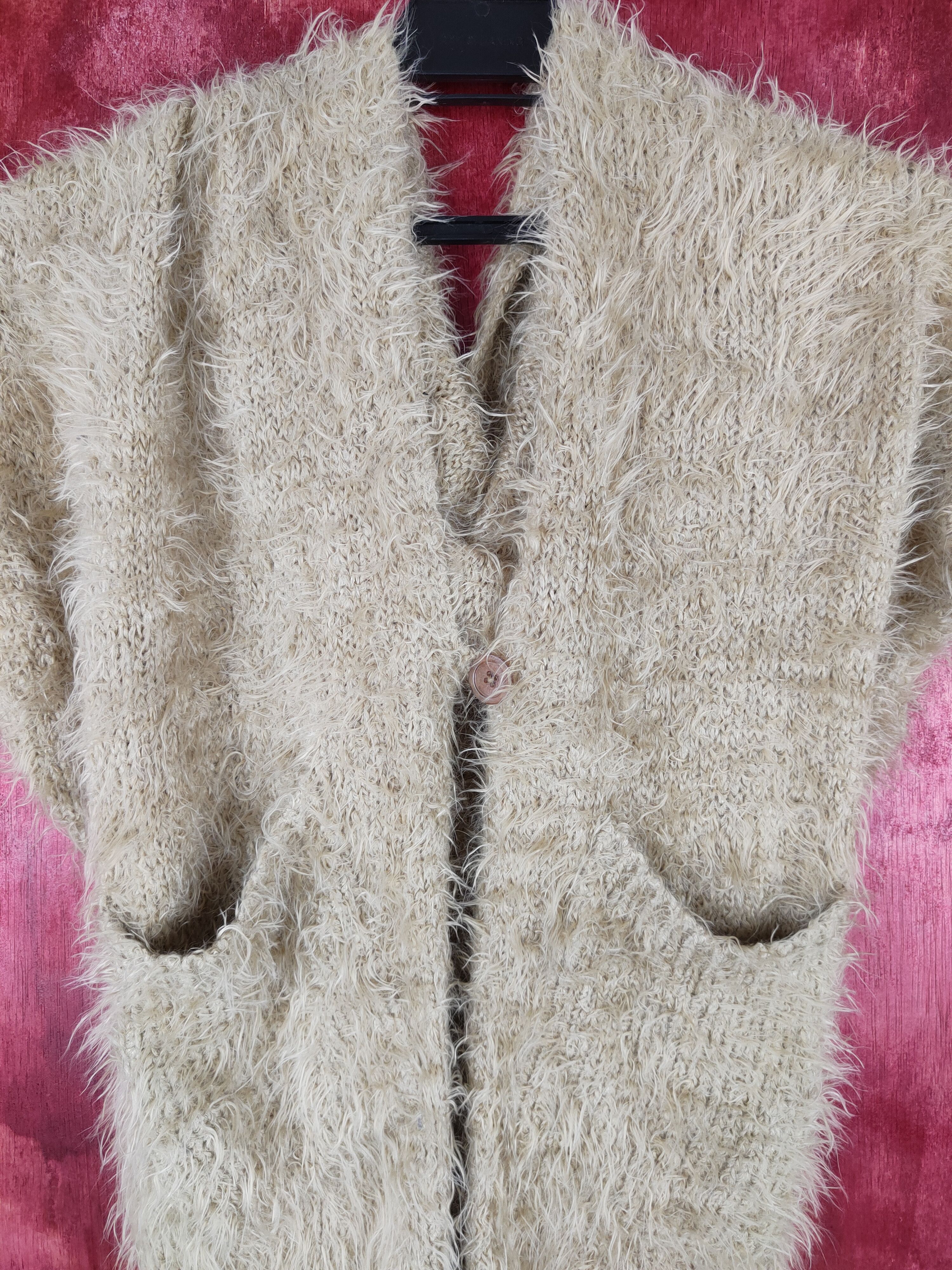 Homespun Knitwear PLST Brown Shag Shaggy Fur Mohair Knitwear Cardigan #S807 Size M / US 6-8 / IT 42-44 - 2 Thumbnail
