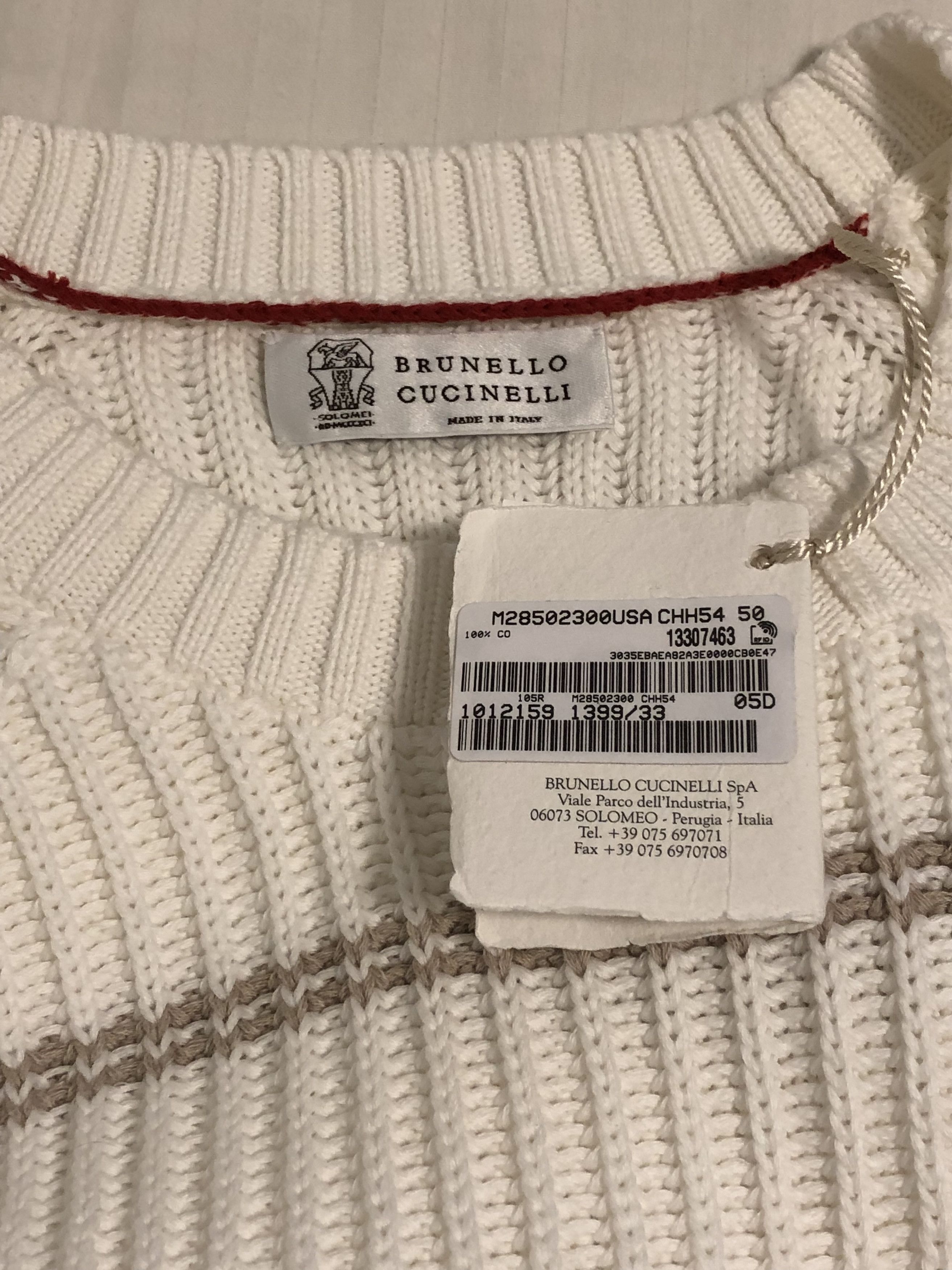 Brunello Cucinelli Men's Striped Open-Weave Crewneck Sweater Size US M / EU 48-50 / 2 - 10 Thumbnail