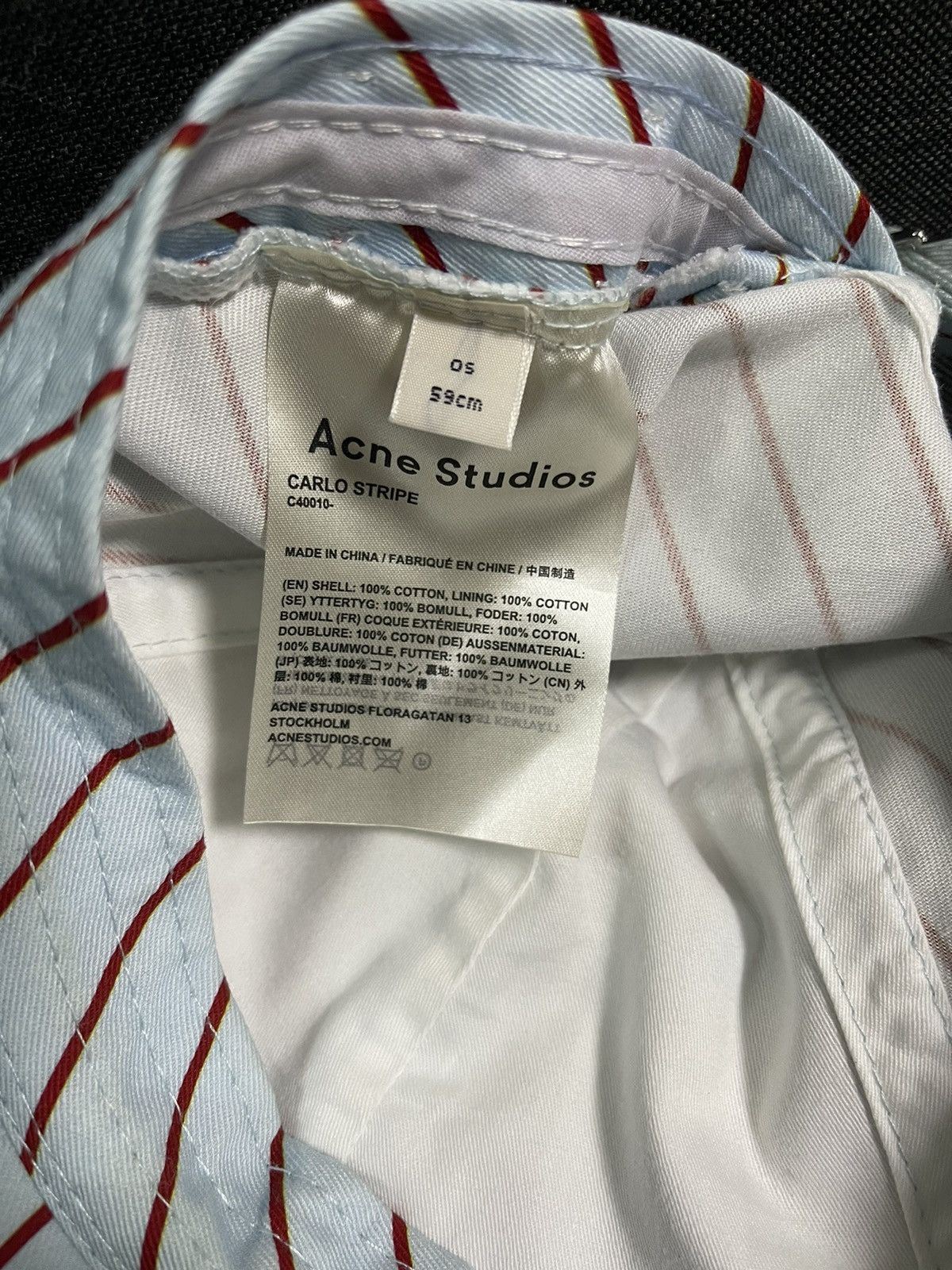 Acne Studios × Designer Acne Studios Cap Blue Stripe Size ONE SIZE - 7 Thumbnail