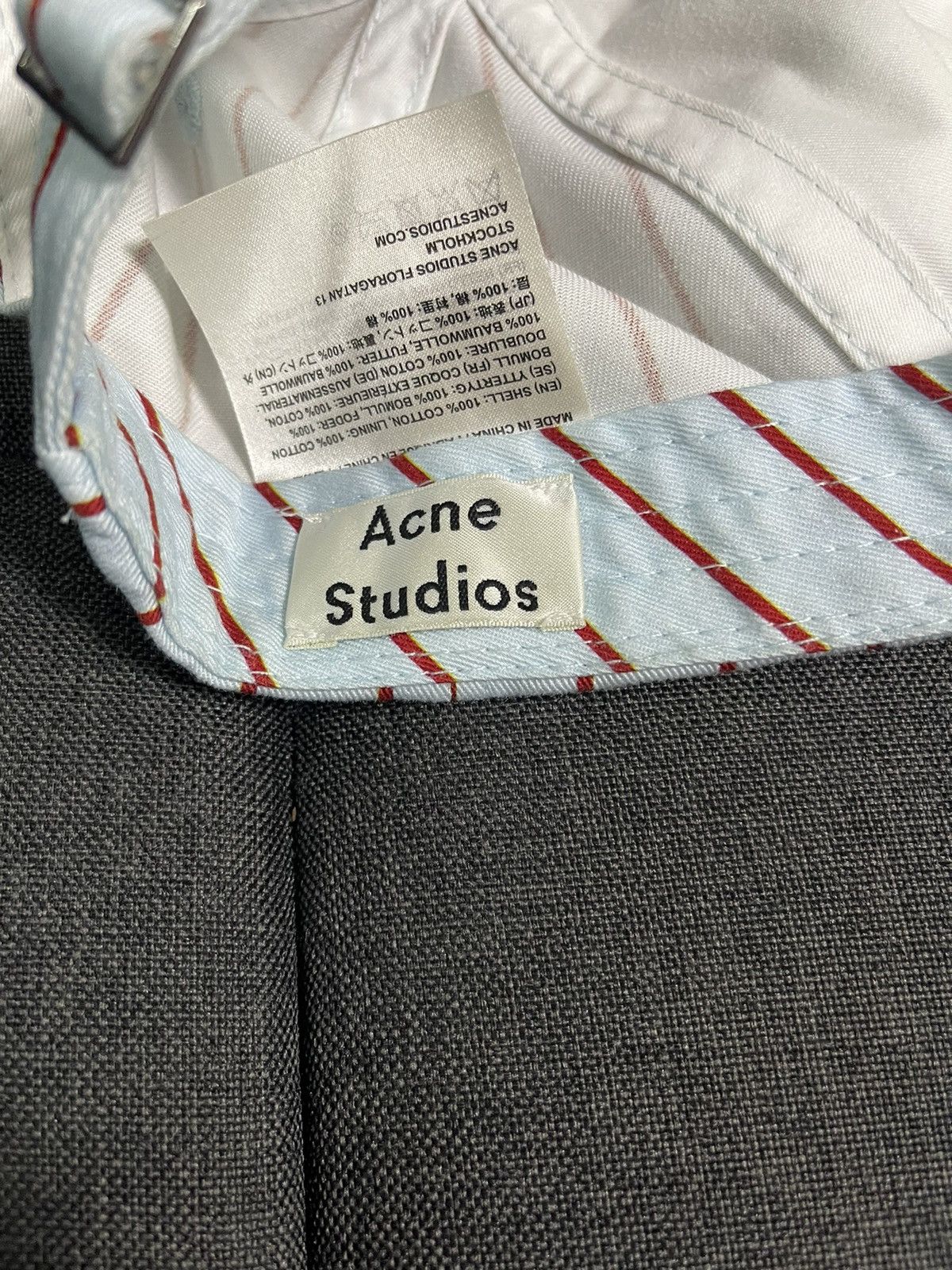 Acne Studios × Designer Acne Studios Cap Blue Stripe Size ONE SIZE - 6 Thumbnail
