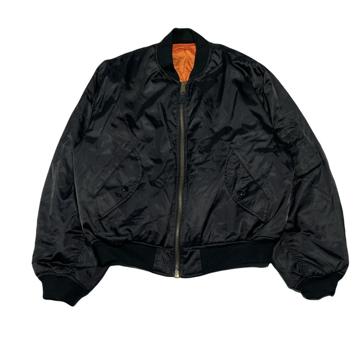 image of Military x Vintage Bomber Ma-1 Flight Jacket in Black, Men's (Size Medium)