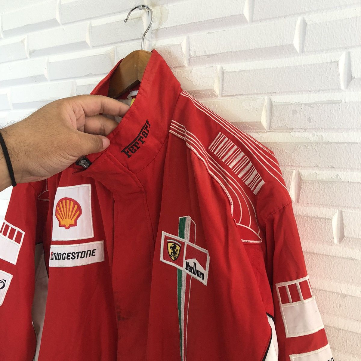 Japanese Brand VINTAGE RARE FERRARI BRIDGESTONE ZIPPER JACKET FULL PATCH Size US XL / EU 56 / 4 - 7 Thumbnail