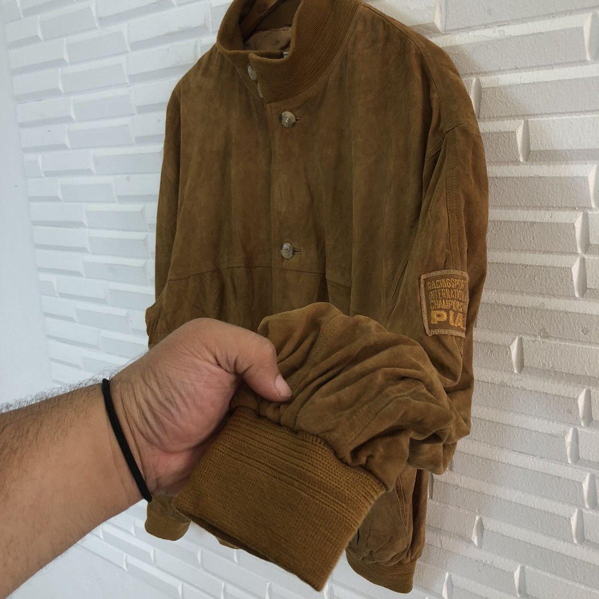 Japanese Brand VINTAGE RACING PIAA GOAT SKIN BOMBER JACKET Size US S / EU 44-46 / 1 - 7 Thumbnail