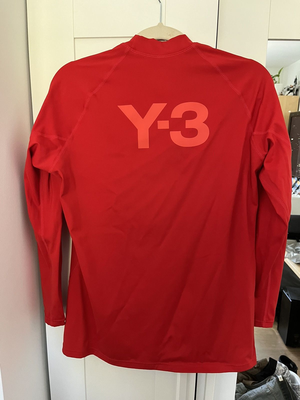 Y-3 red compression long sleeve