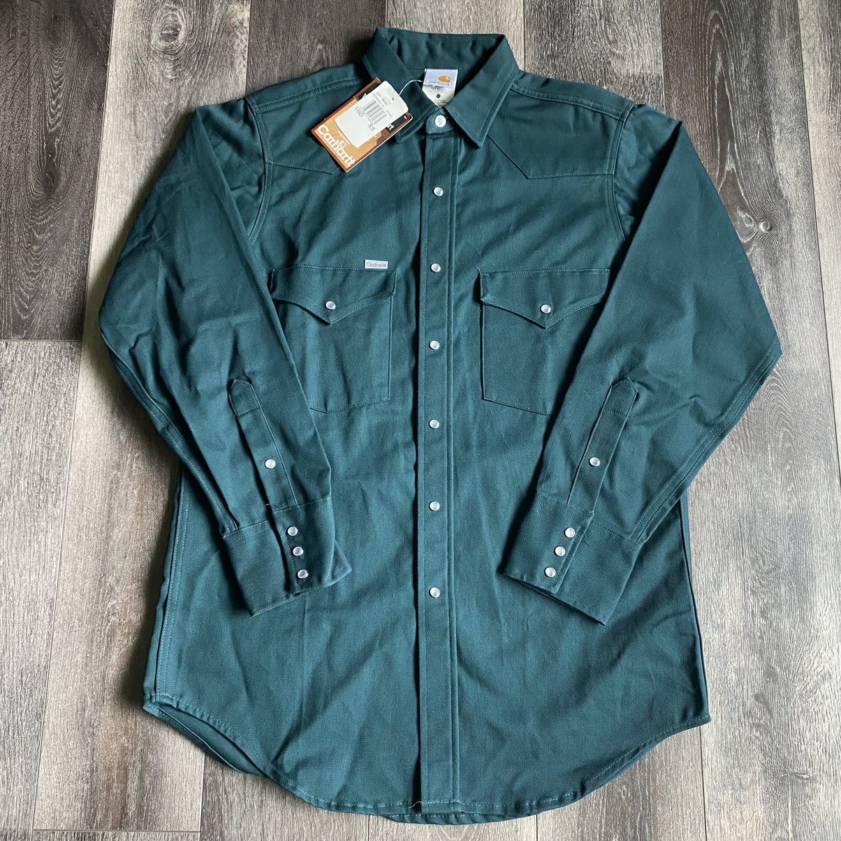 Carhartt New Vintage 90s Carhartt Pearl Button Up Snap Western Shirt Size US L / EU 52-54 / 3 - 1 Thumbnail