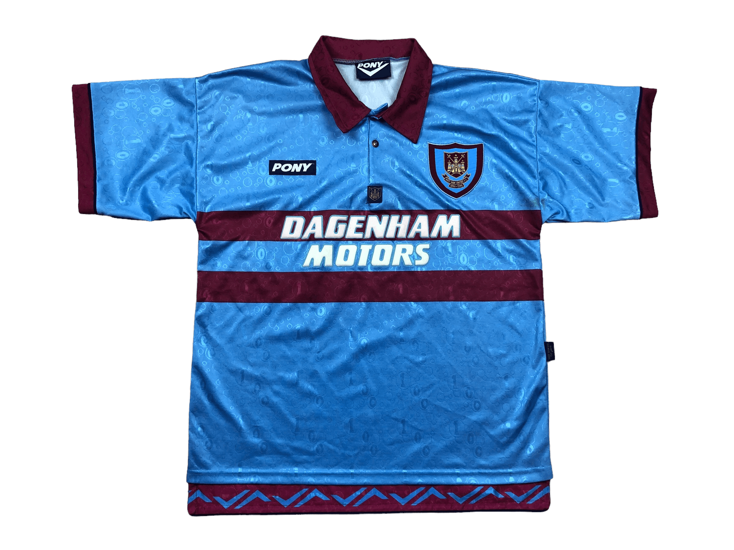 image of Pony x Soccer Jersey West Ham United Football Shirt 1995 Soccer Tee Y2K Hype, Men's (Size Large)