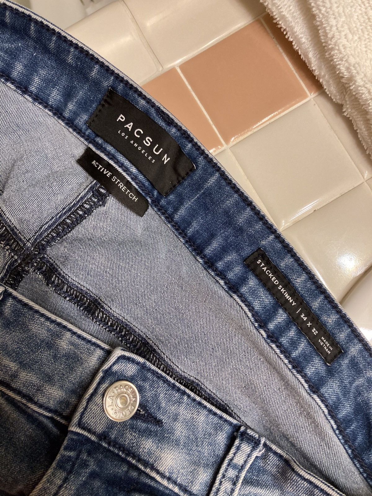 Pacsun × Vintage Pacsun Stacked Skinny Active Stretch Distressed Denim Jean Size US 34 / EU 50 - 3 Thumbnail