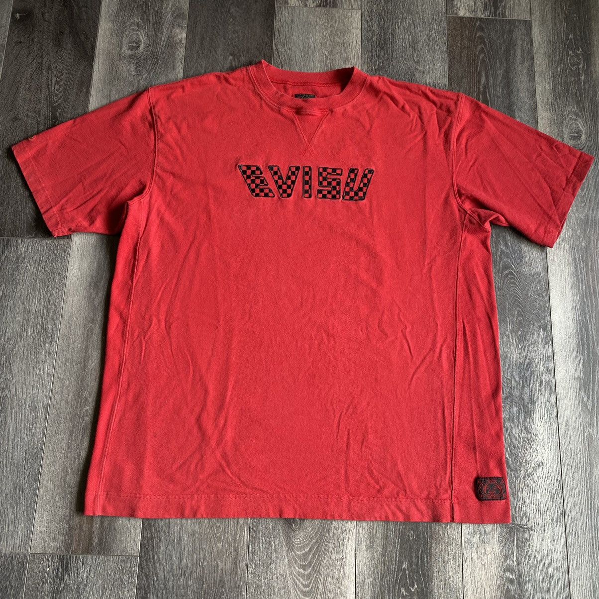 Vintage 1990s Evisu Racing Genes Checkered Embroidered Tee