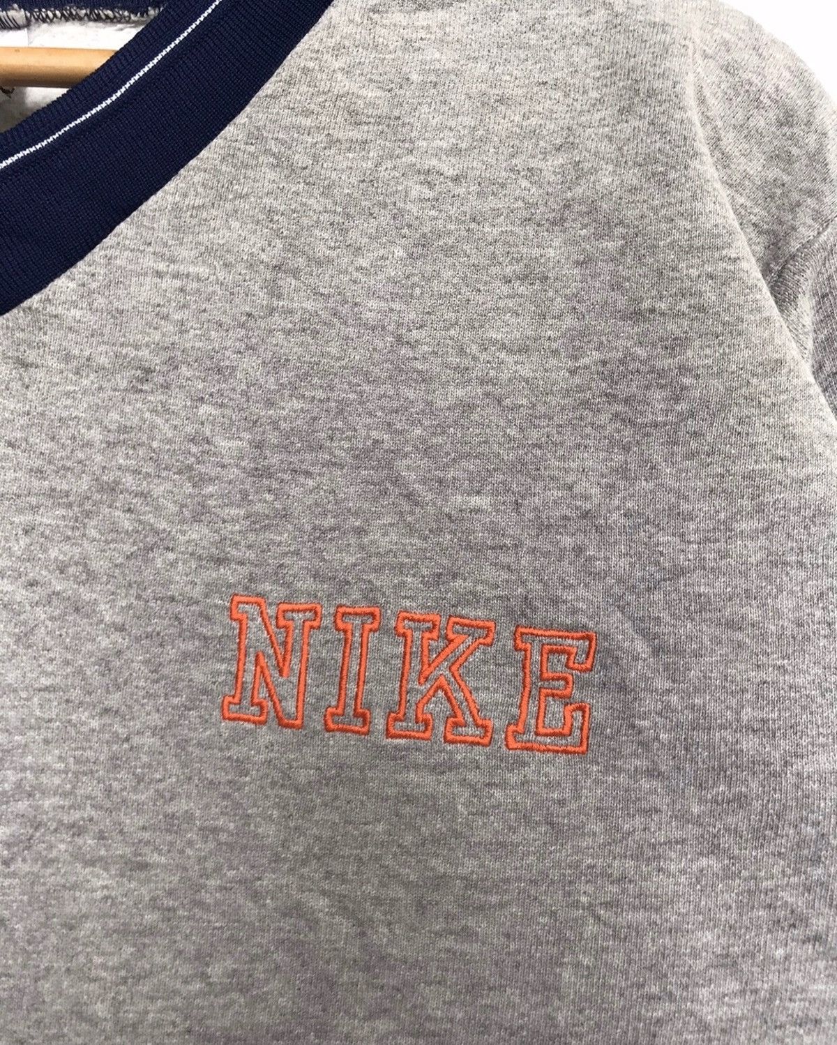 Nike × Vintage Vintage 90's Nike Vneck Sweatshirt size L (14-16) Size US S / EU 44-46 / 1 - 6 Thumbnail