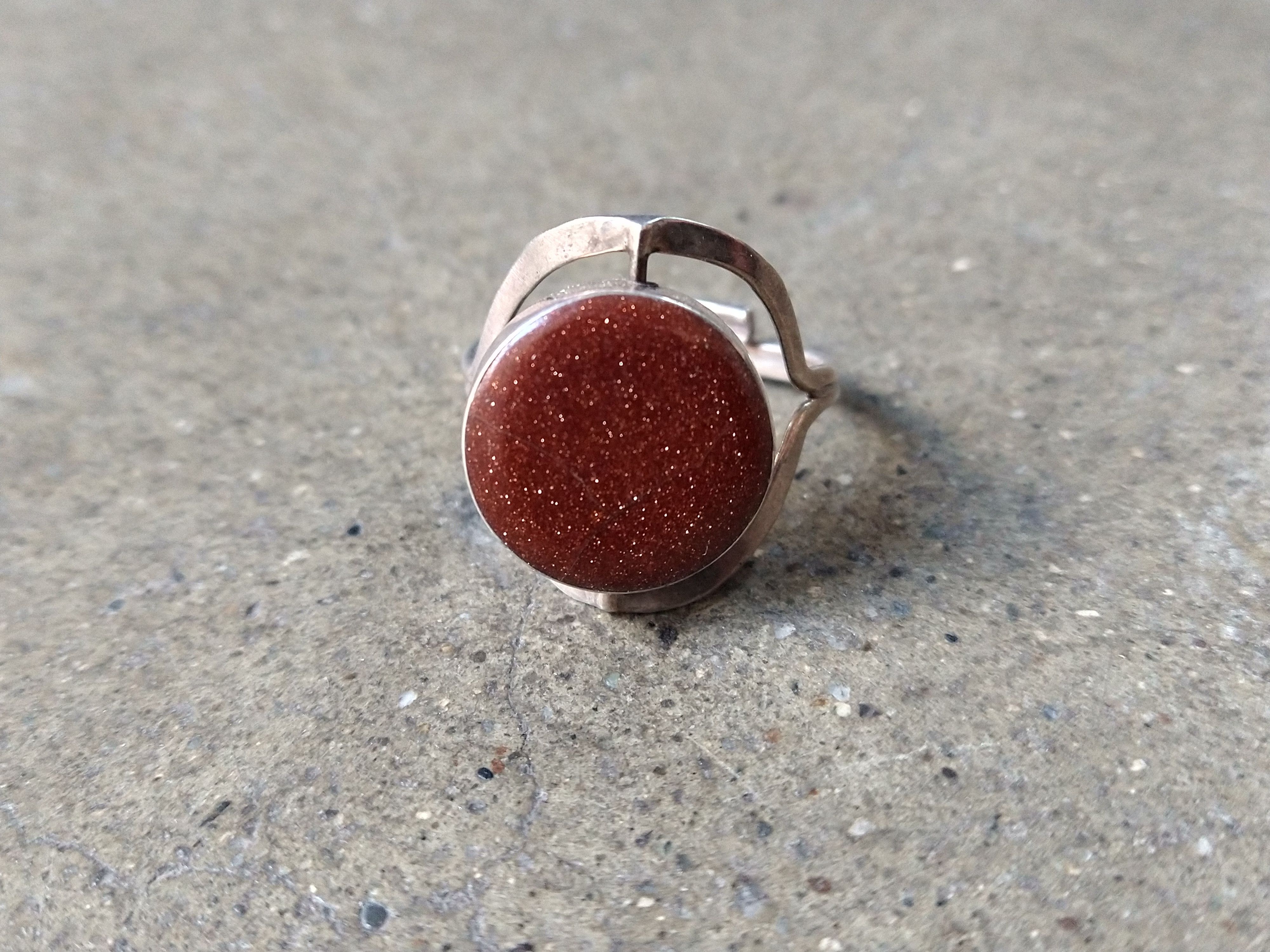 Jewelry × Vintage Vintage Sterling Silver Ring Size 9 Sunstone Modern Size ONE SIZE - 2 Thumbnail