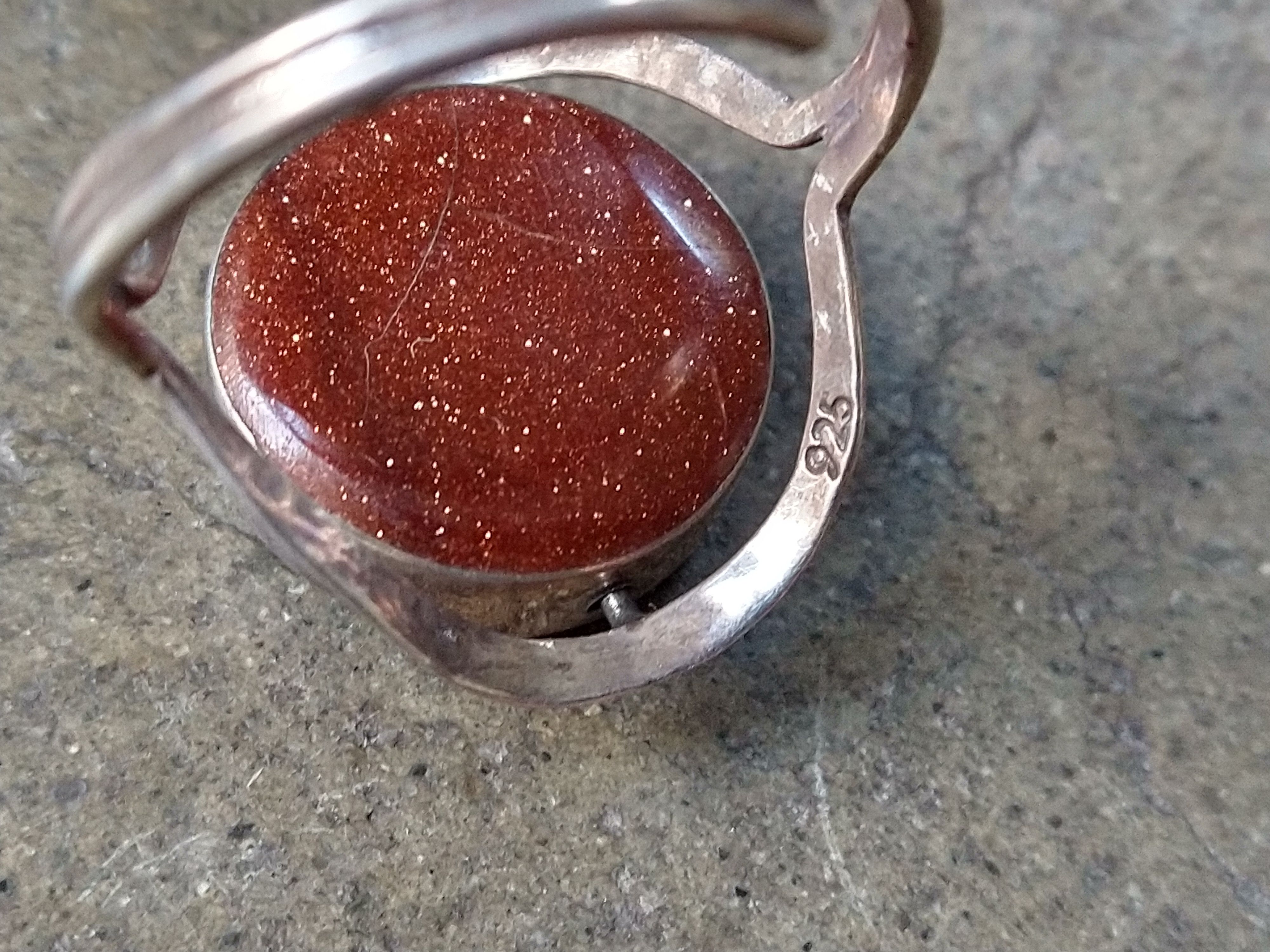 Jewelry × Vintage Vintage Sterling Silver Ring Size 9 Sunstone Modern Size ONE SIZE - 10 Thumbnail