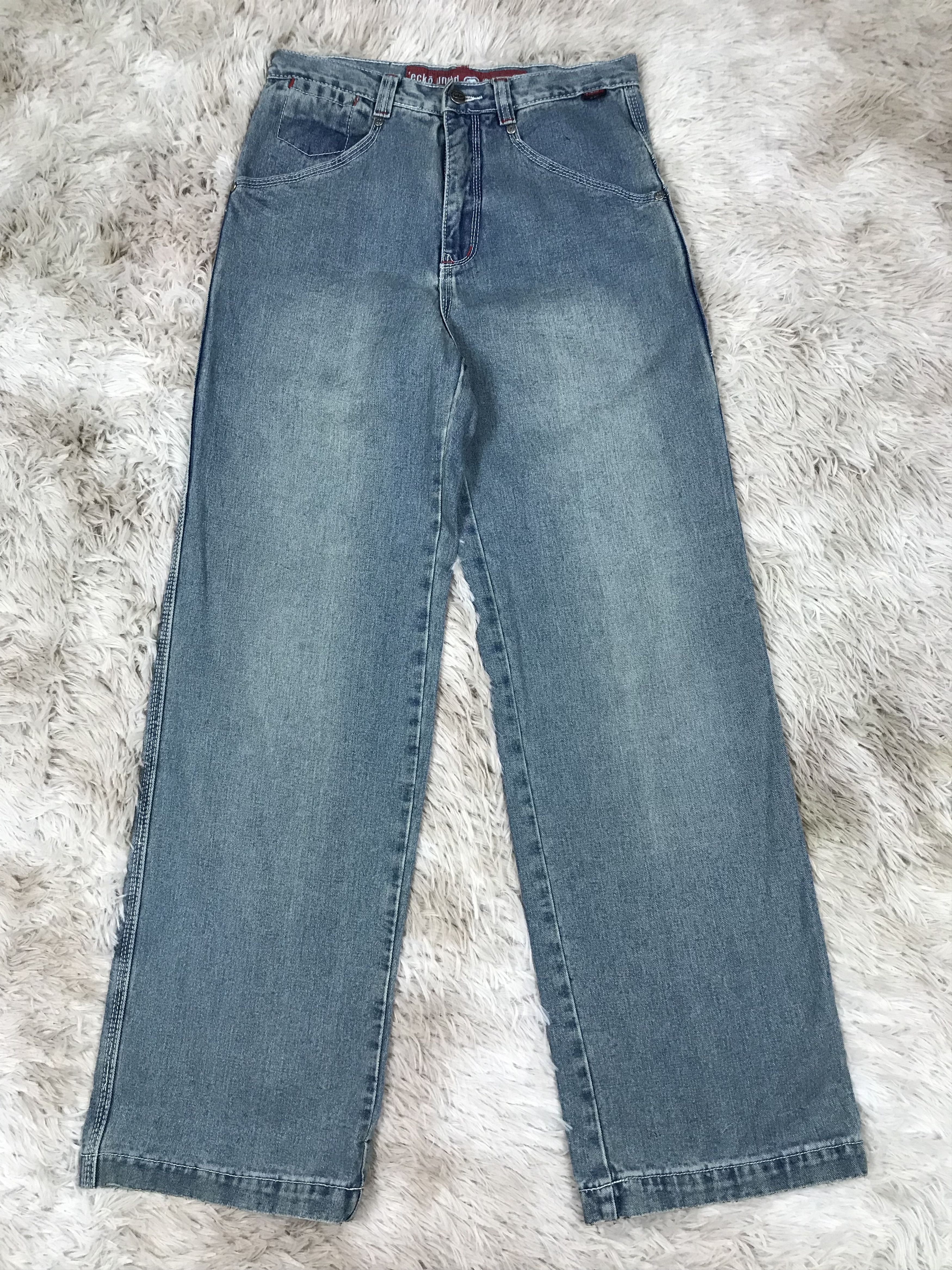 image of Ecko Unltd Light Wash Baggy Jeans in Blue, Men's (Size 30)