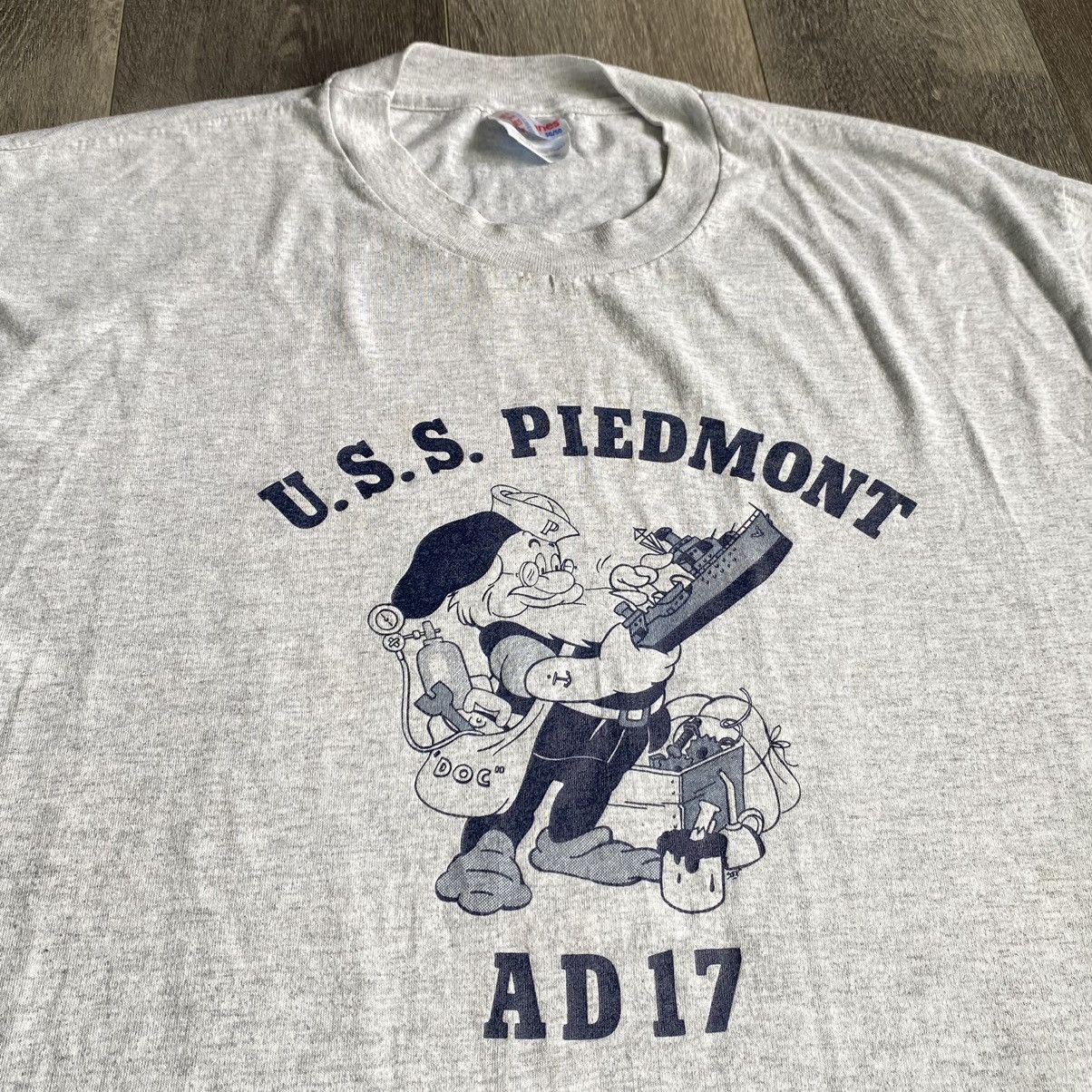 Disney × Vintage Rare Vintage 90s USS Piedmont AD-17 Doc Snow White Navy Tee Size US XL / EU 56 / 4 - 1 Thumbnail