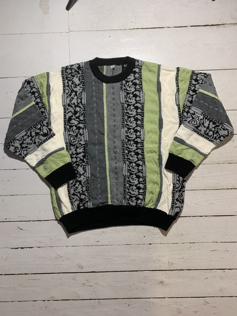 Coogi × Vintage Green Mint Coloured Cable Knit Sweater Coogi Style Size US XL / EU 56 / 4 - 1 Thumbnail