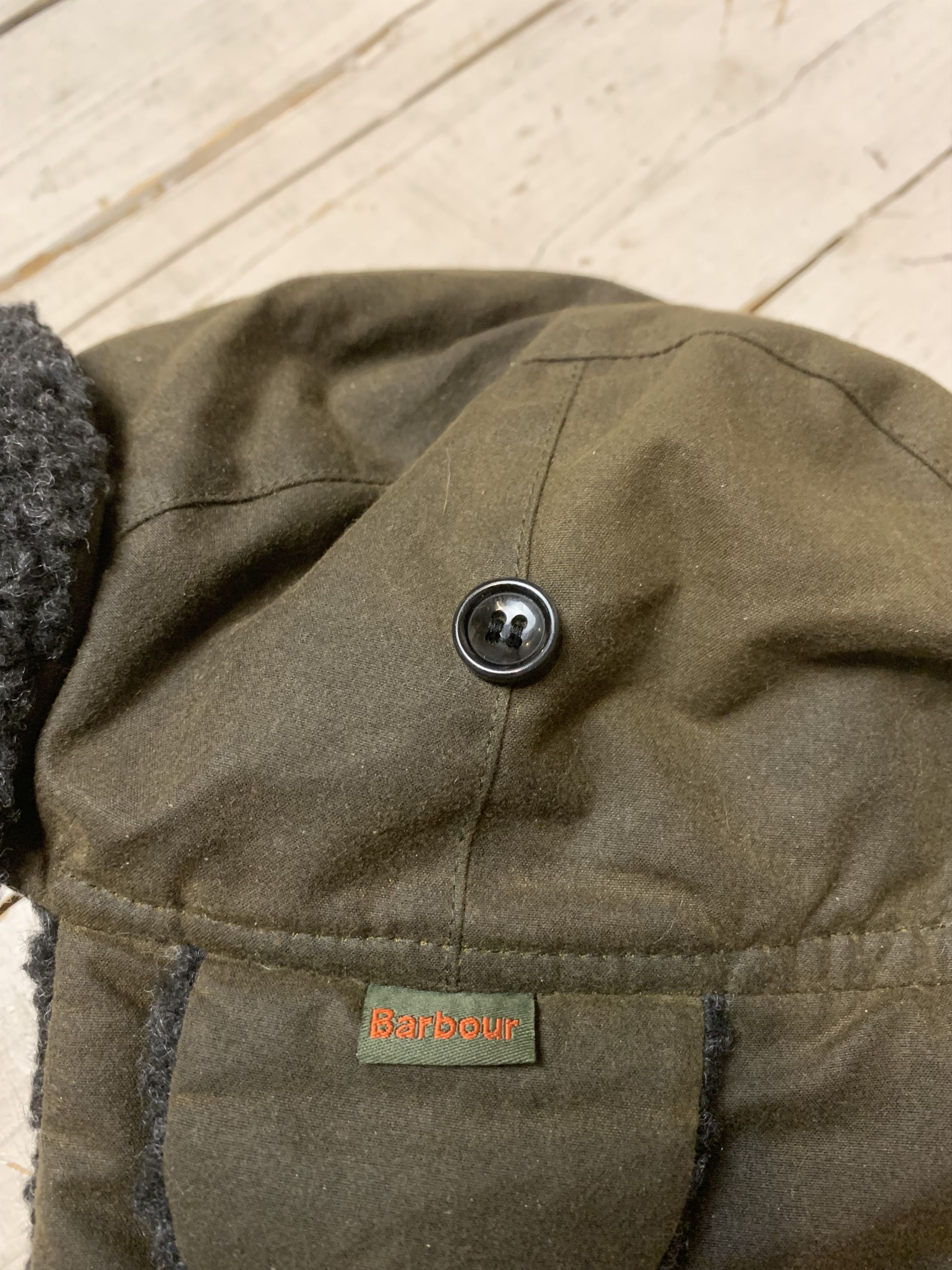Barbour × Vintage Barbour Fleece Lined Trapper Waxed Hat Black Size ONE SIZE - 7 Thumbnail