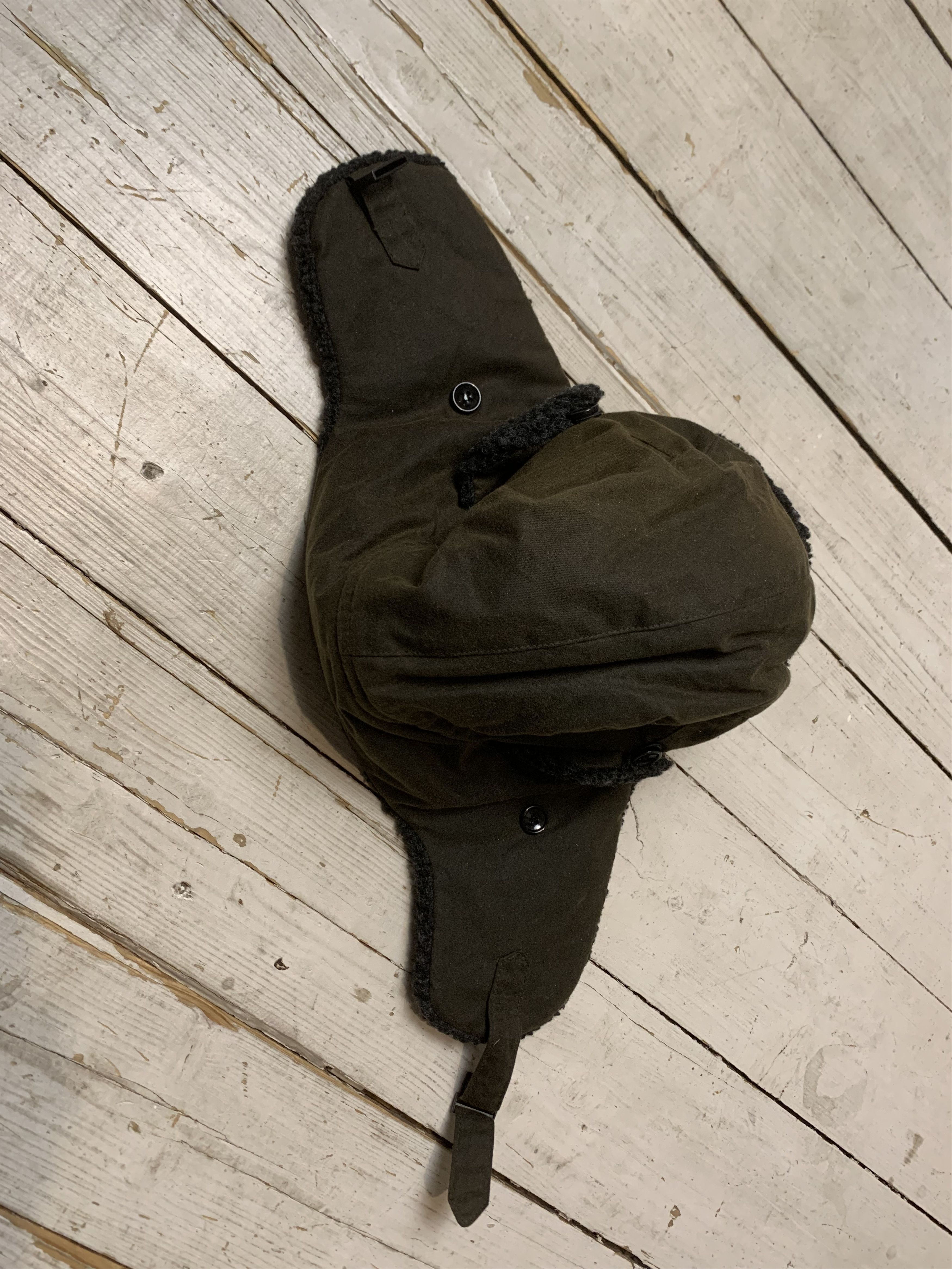 Barbour × Vintage Barbour Fleece Lined Trapper Waxed Hat Black Size ONE SIZE - 10 Thumbnail